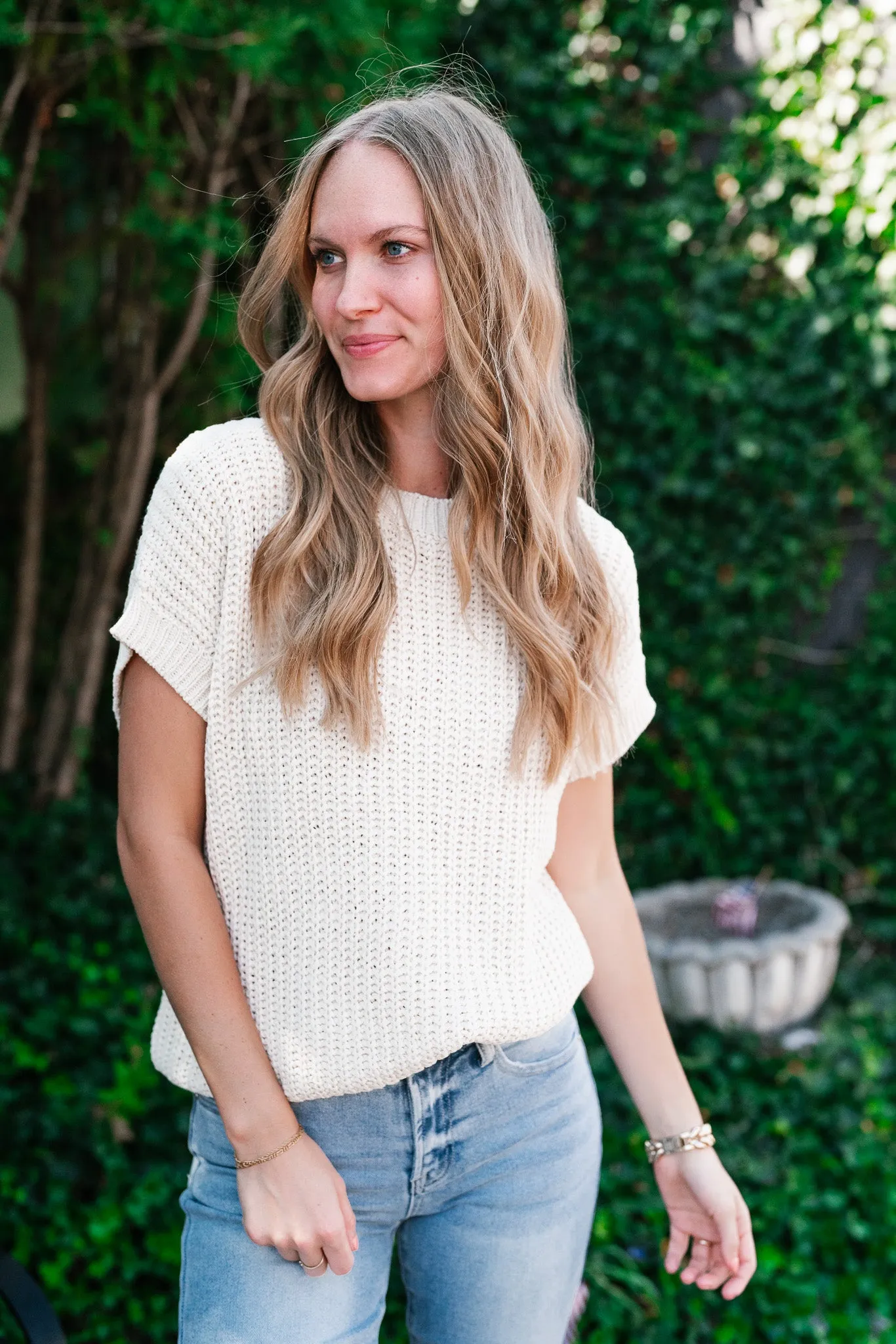 Cloud Chaser Boxy Sweater Top - Cream