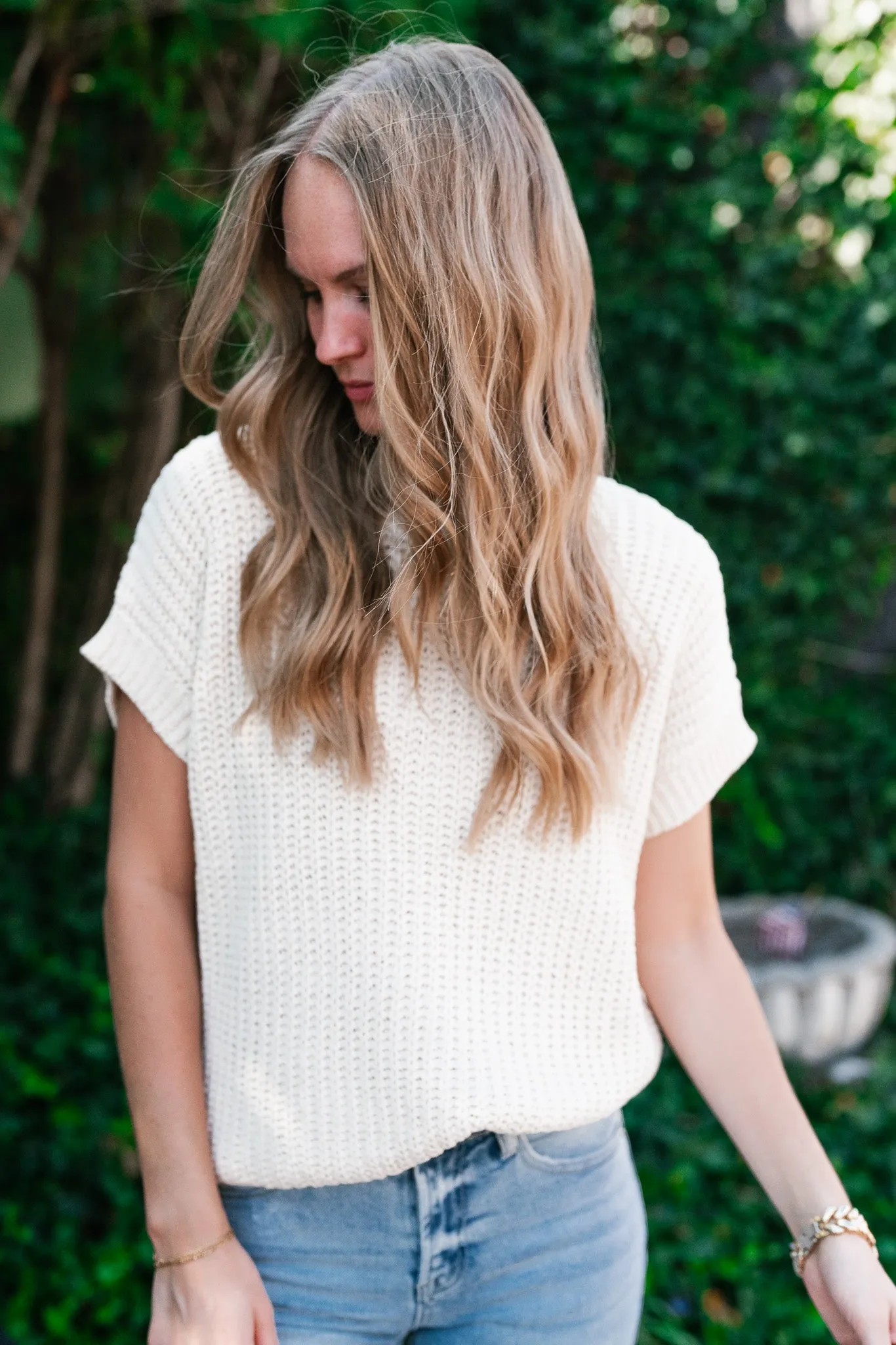 Cloud Chaser Boxy Sweater Top - Cream