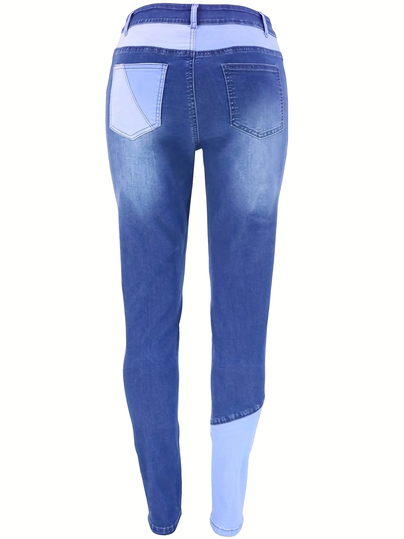 Colorblock Slash Pockets Stretchy Denim  Jeans