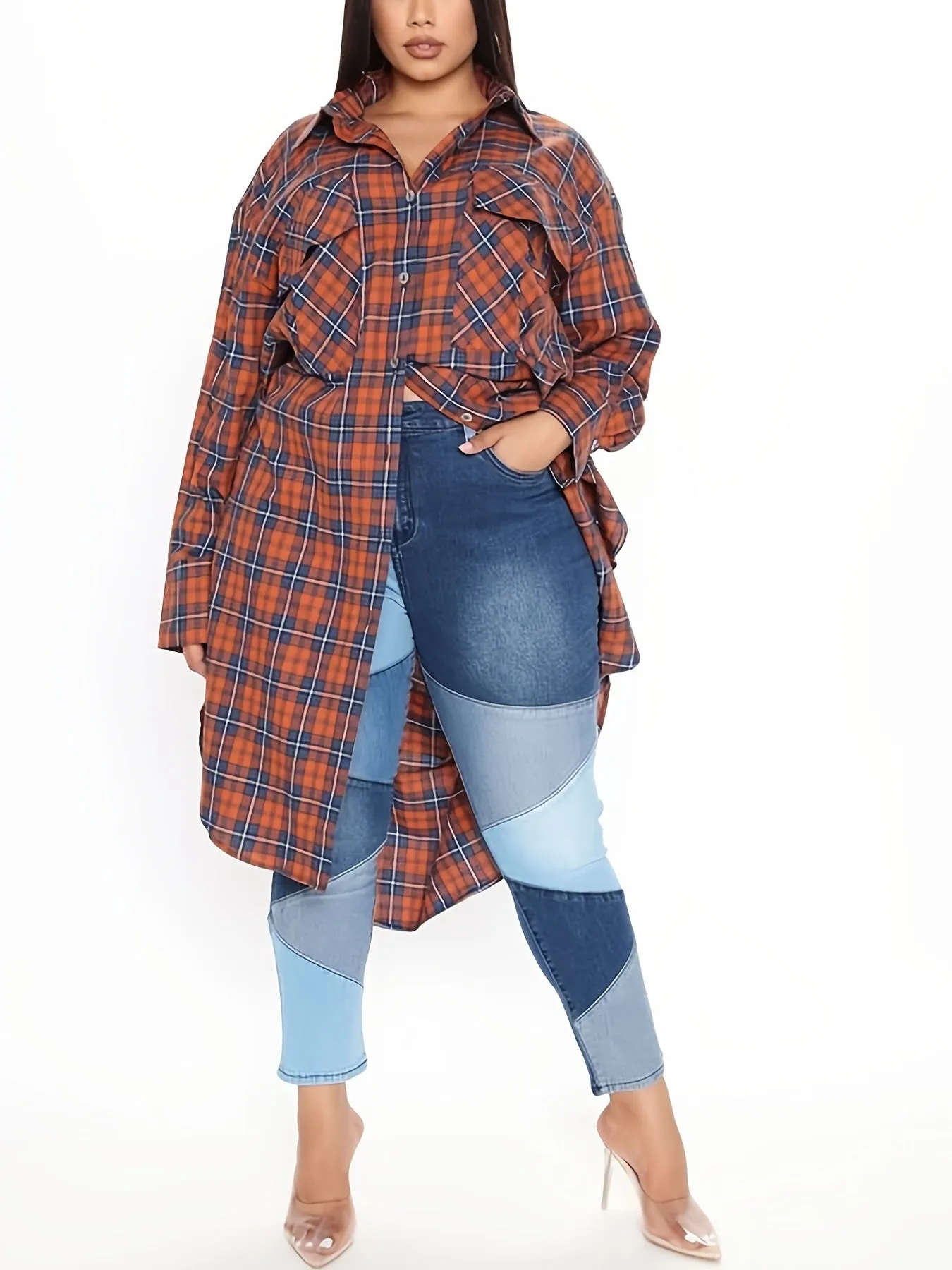 Colorblock Slash Pockets Stretchy Denim  Jeans