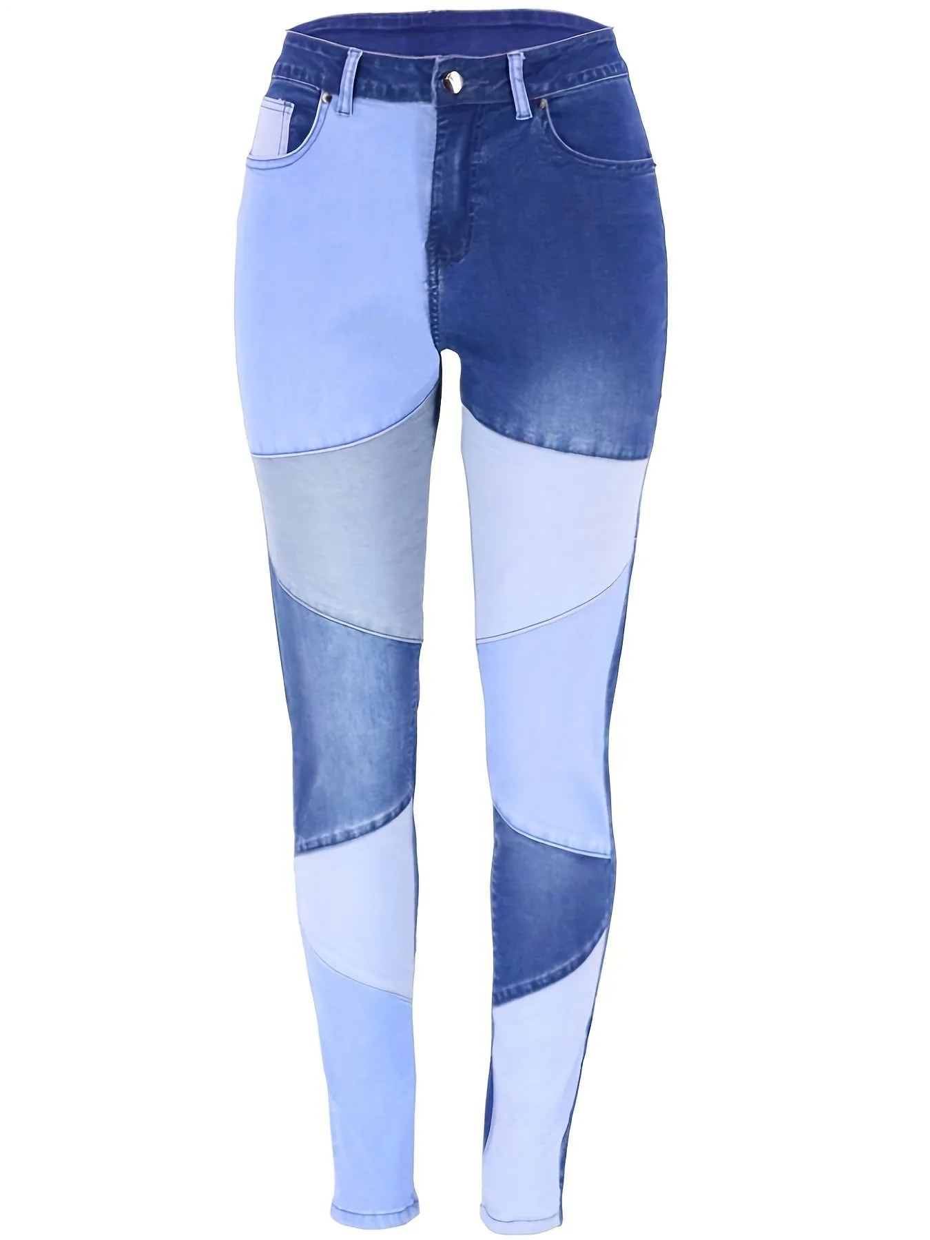 Colorblock Slash Pockets Stretchy Denim  Jeans