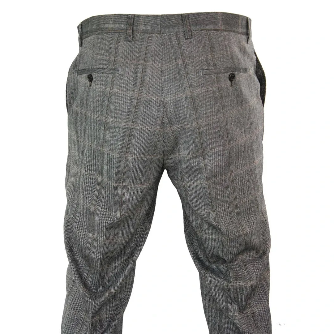 Connall - Men's Classic Tweed Check Vintage Trousers