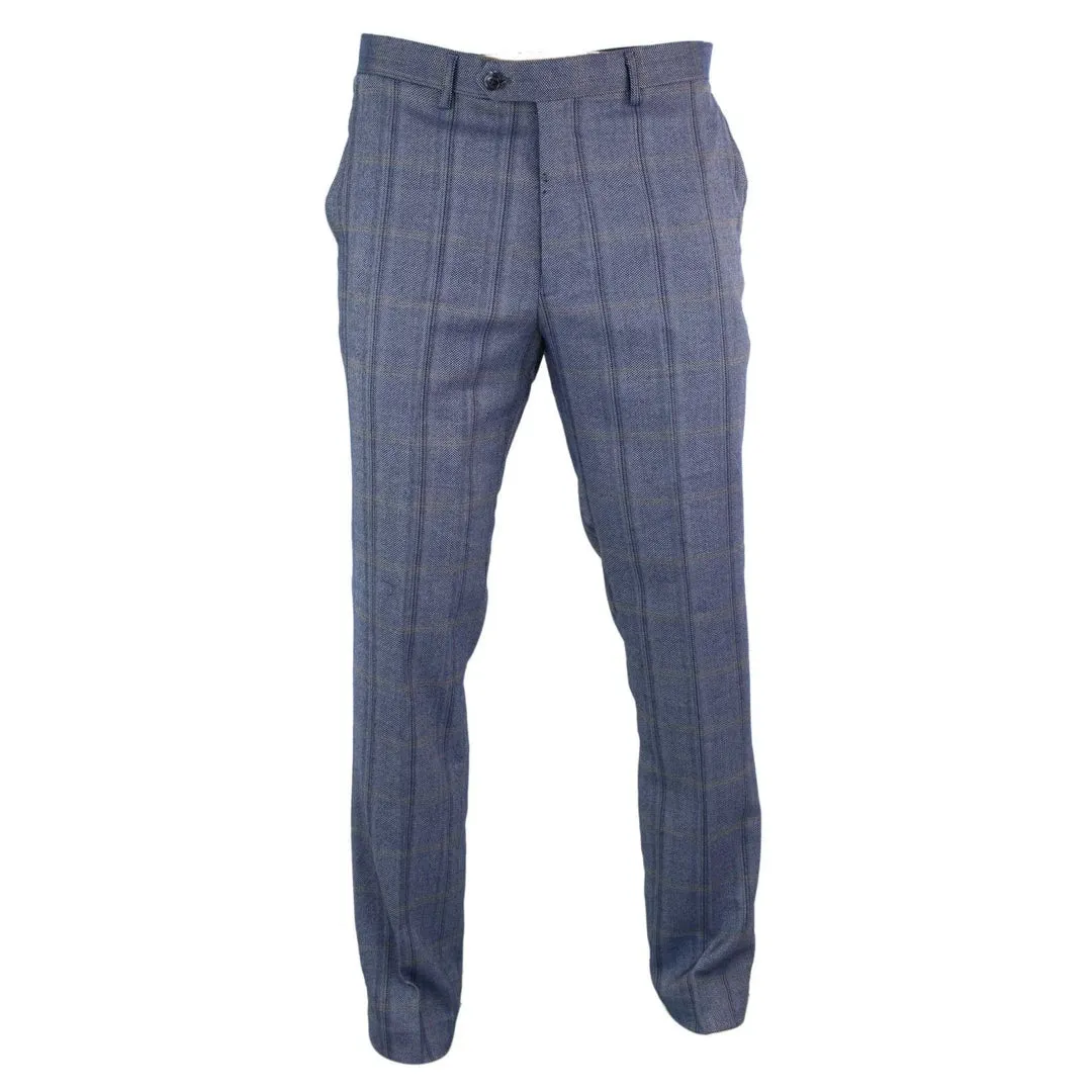 Connall - Men's Classic Tweed Check Vintage Trousers