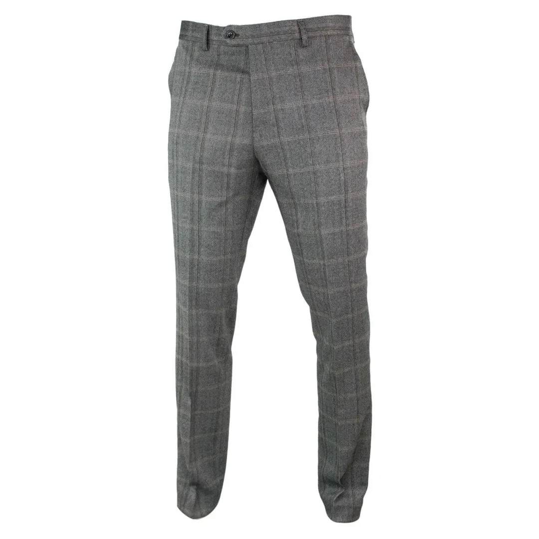 Connall - Men's Classic Tweed Check Vintage Trousers