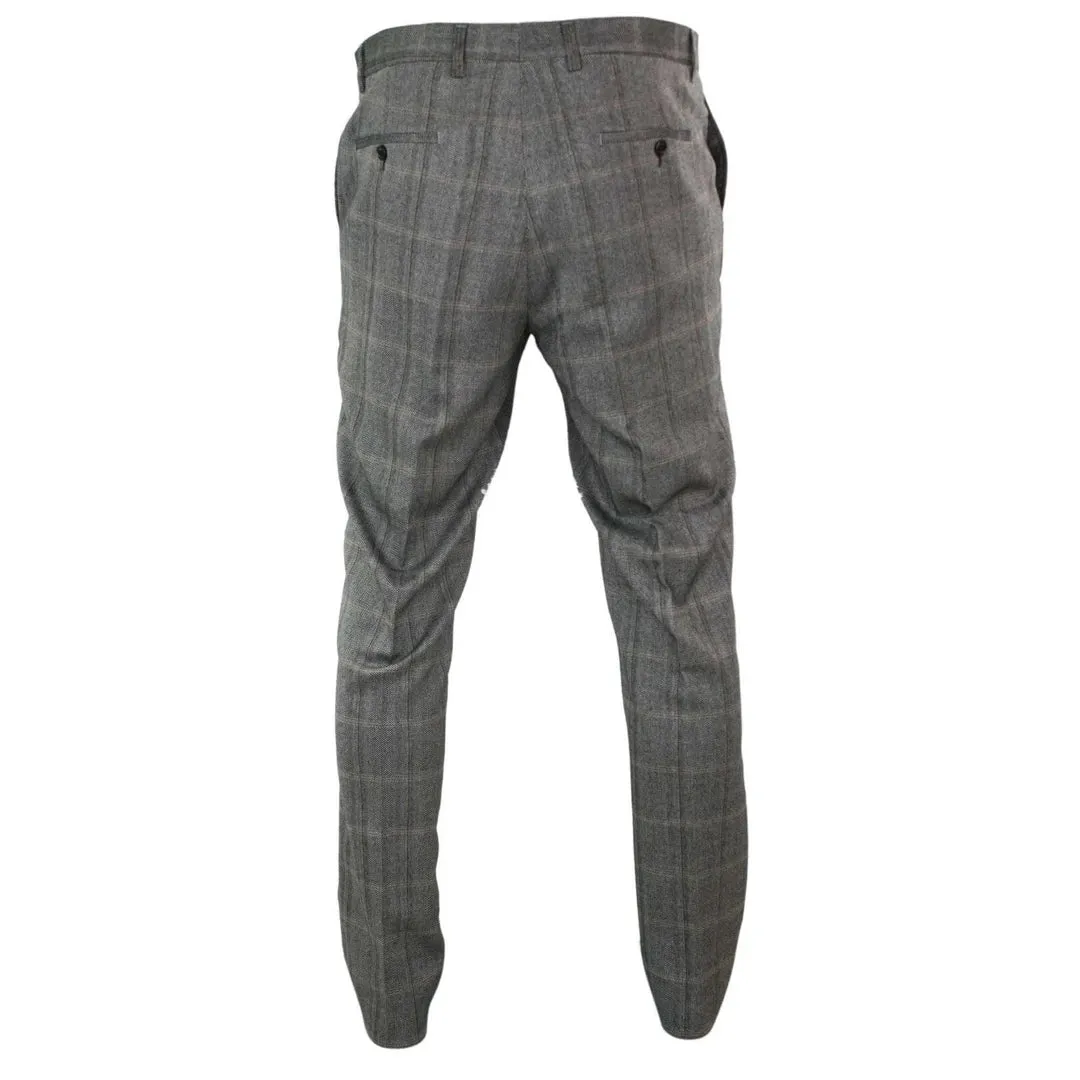 Connall - Men's Classic Tweed Check Vintage Trousers