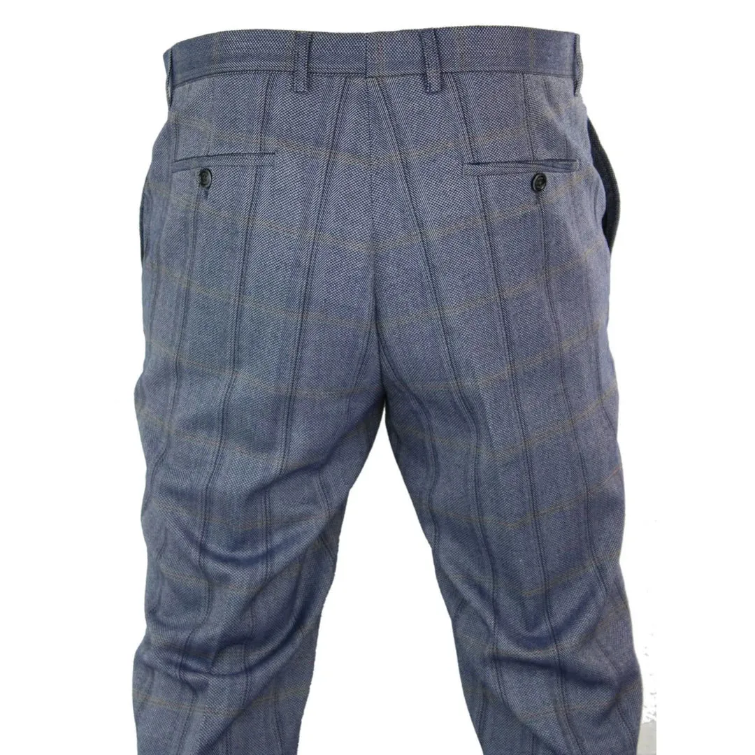 Connall - Men's Classic Tweed Check Vintage Trousers