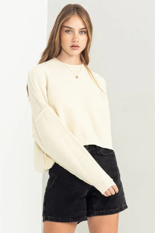 Cropped Mock Neck Sweater