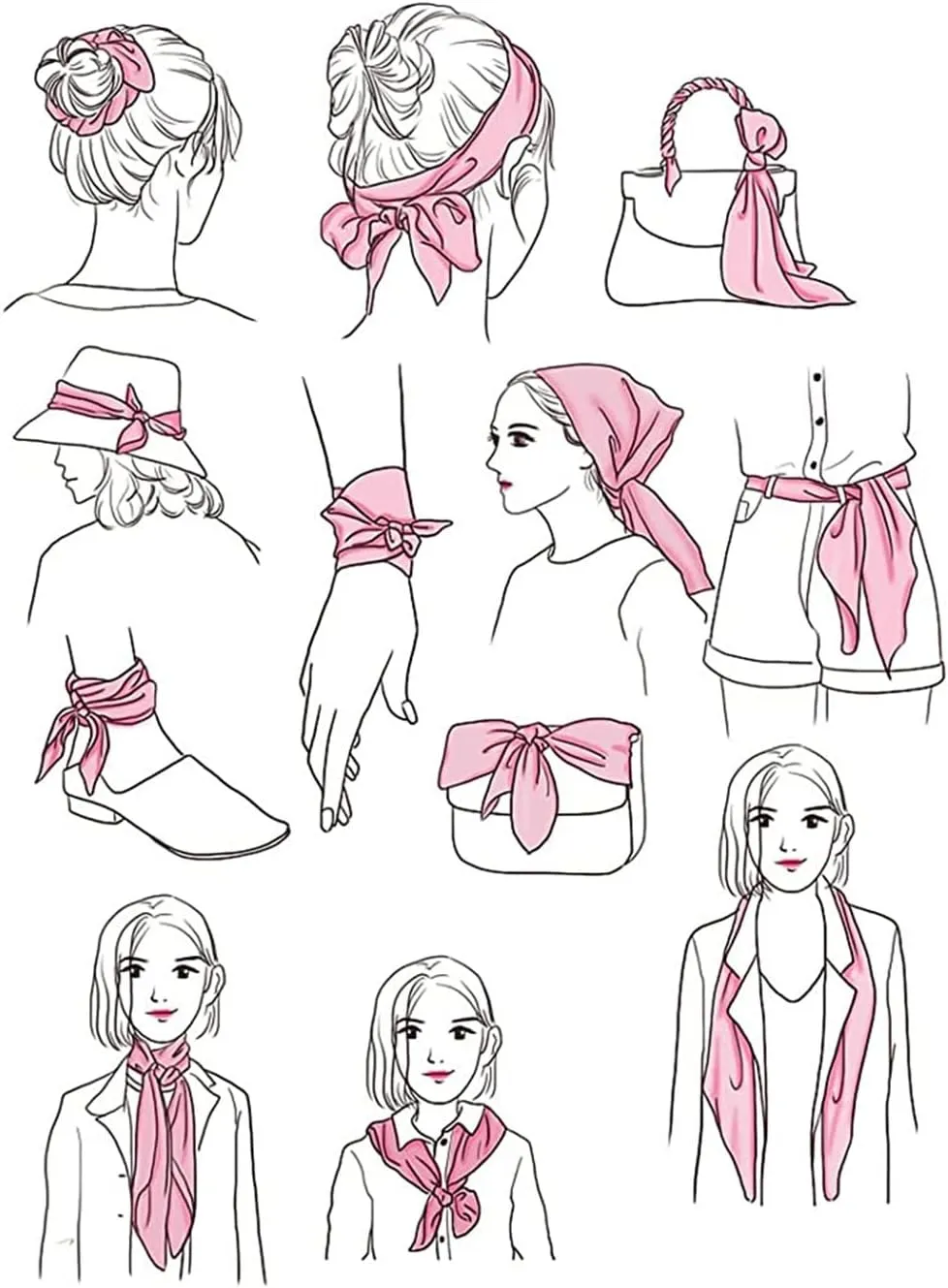 Fashion and Elegant Silk Feeling Scarf Square Satin Retro Style Sunscreen Head Scarf for Women Digital Printed