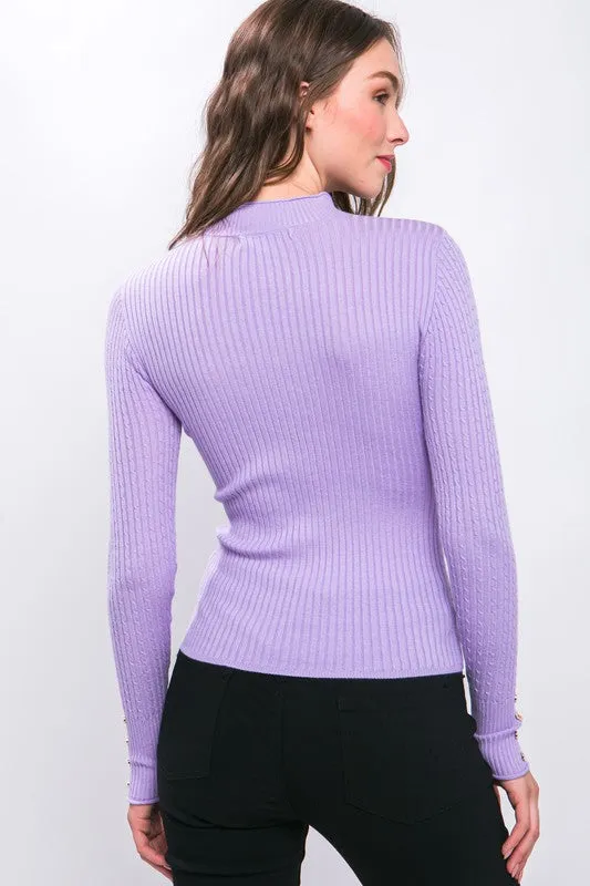 Fitted Ribbed Knit Sweater