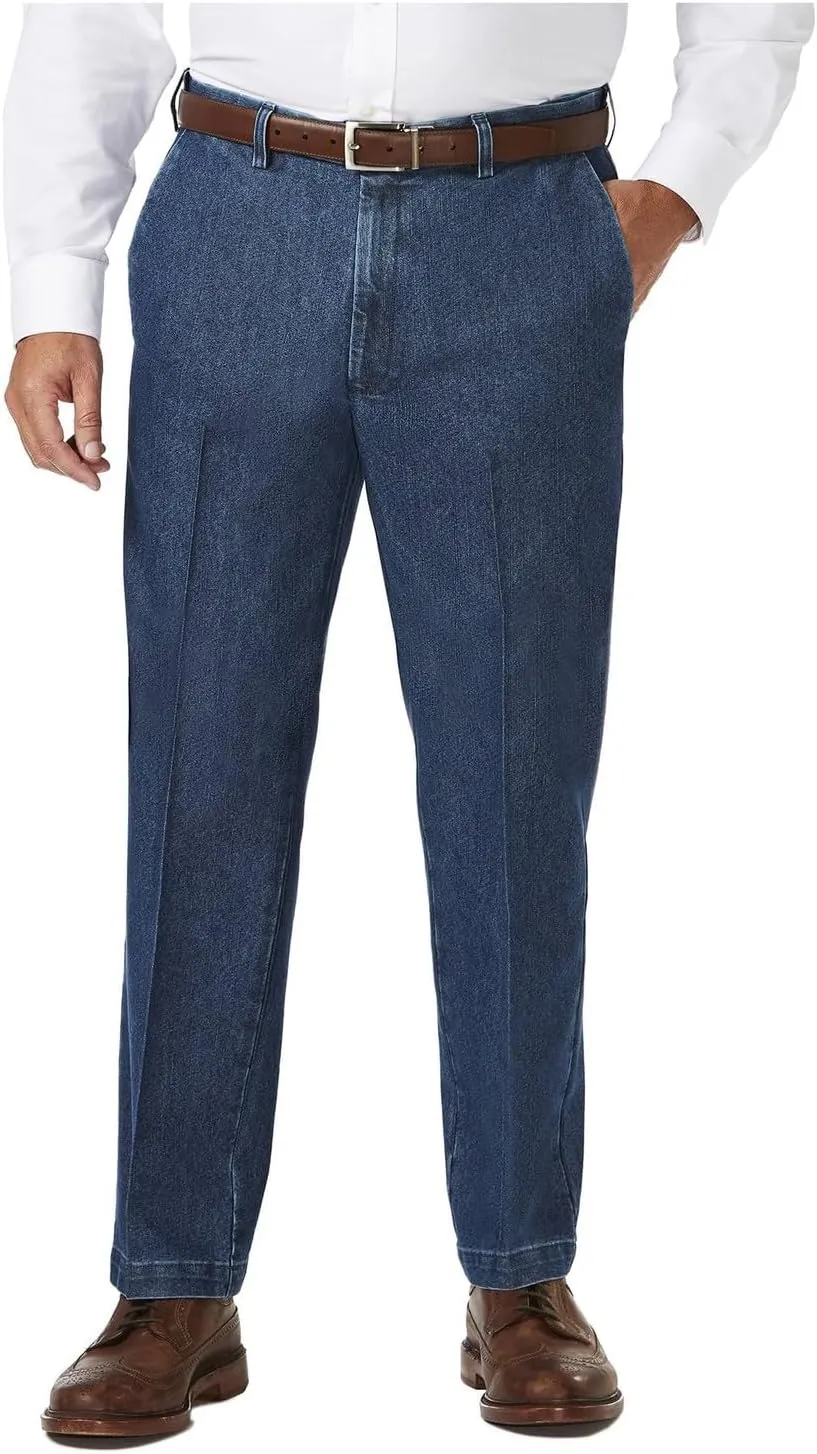 Haggar Men's Casual Classic Fit Denim Trouser Pant-Regular and Big & Tall Sizes