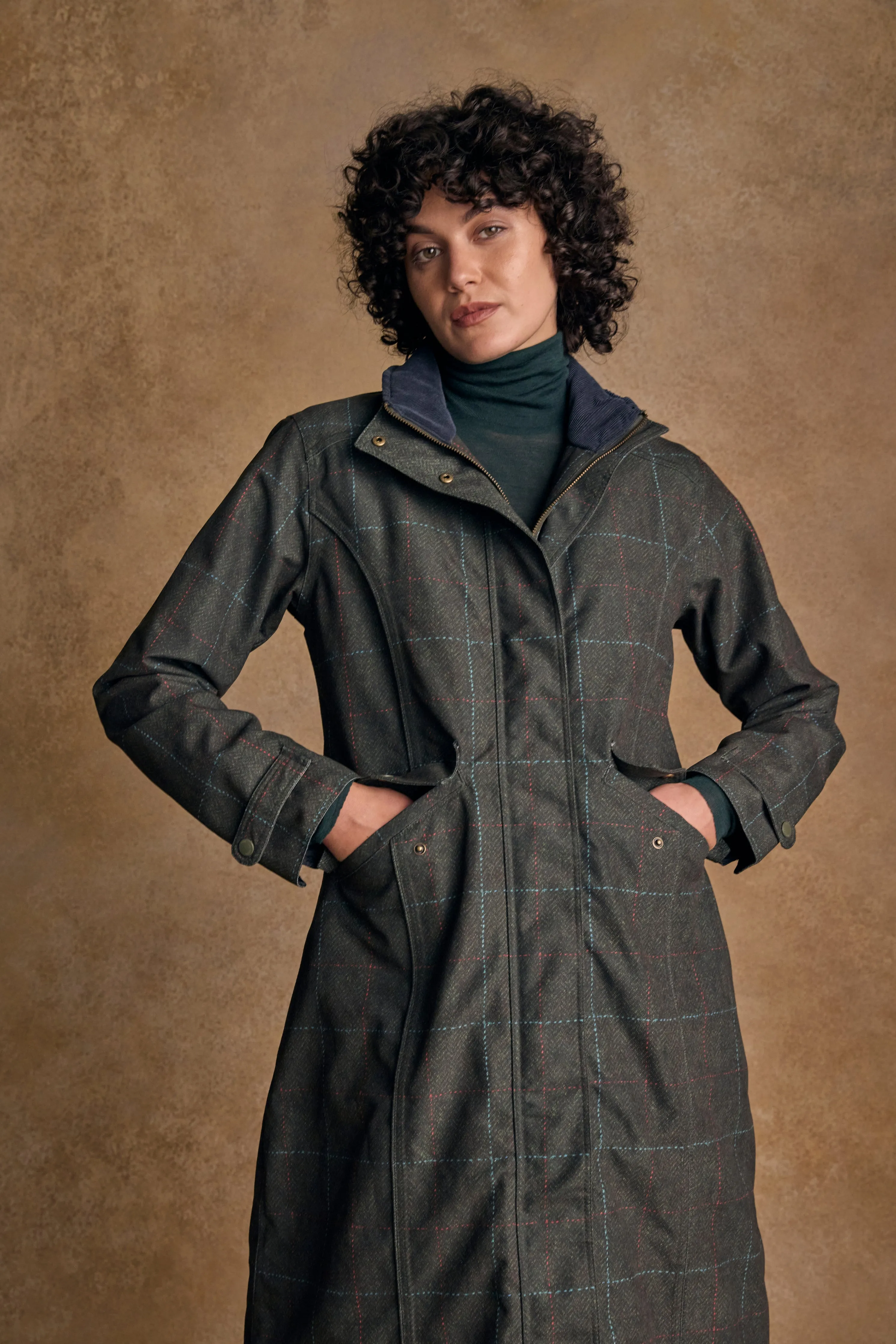 Hannah Waterproof Coat - Green Windowpane