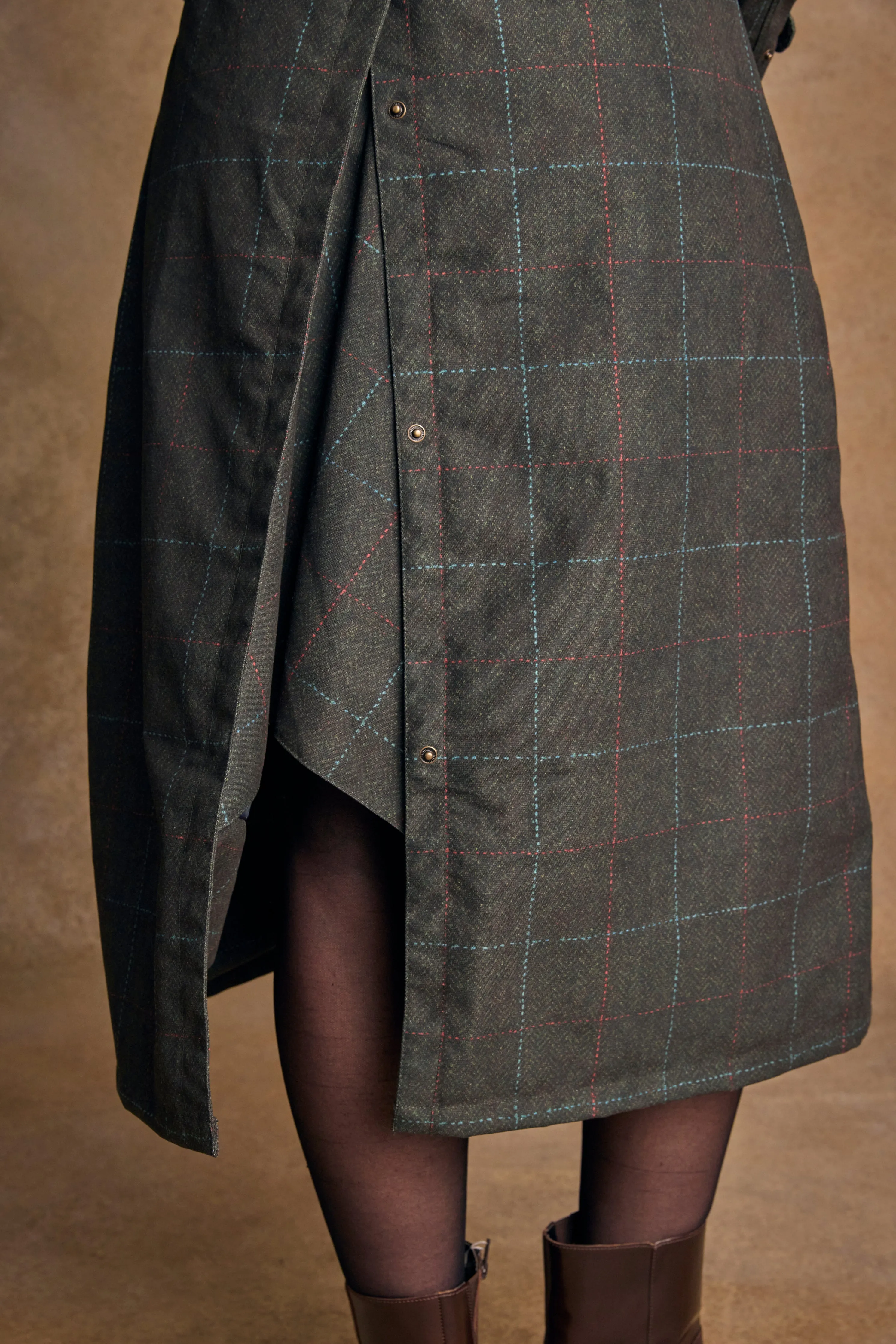 Hannah Waterproof Coat - Green Windowpane