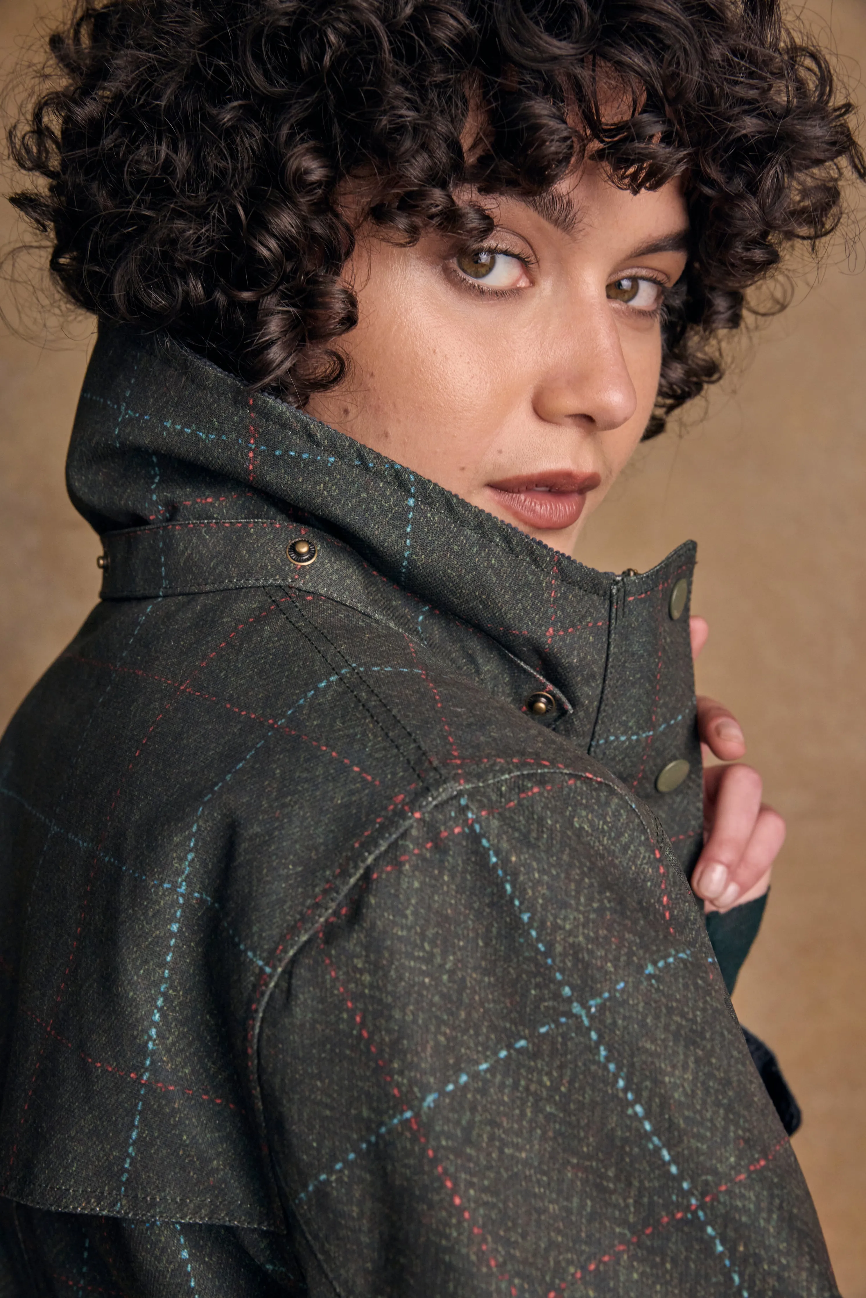 Hannah Waterproof Coat - Green Windowpane