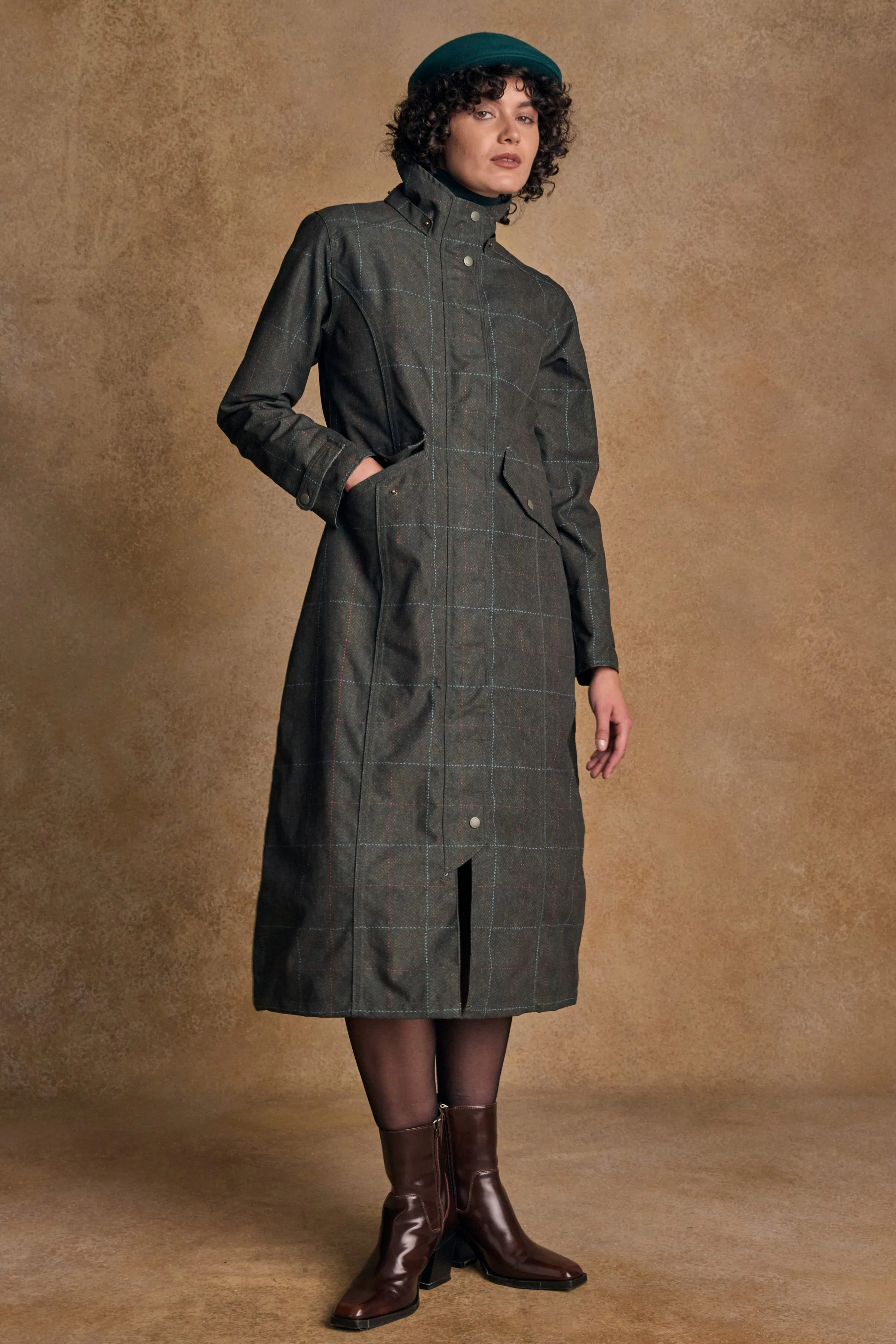Hannah Waterproof Coat - Green Windowpane