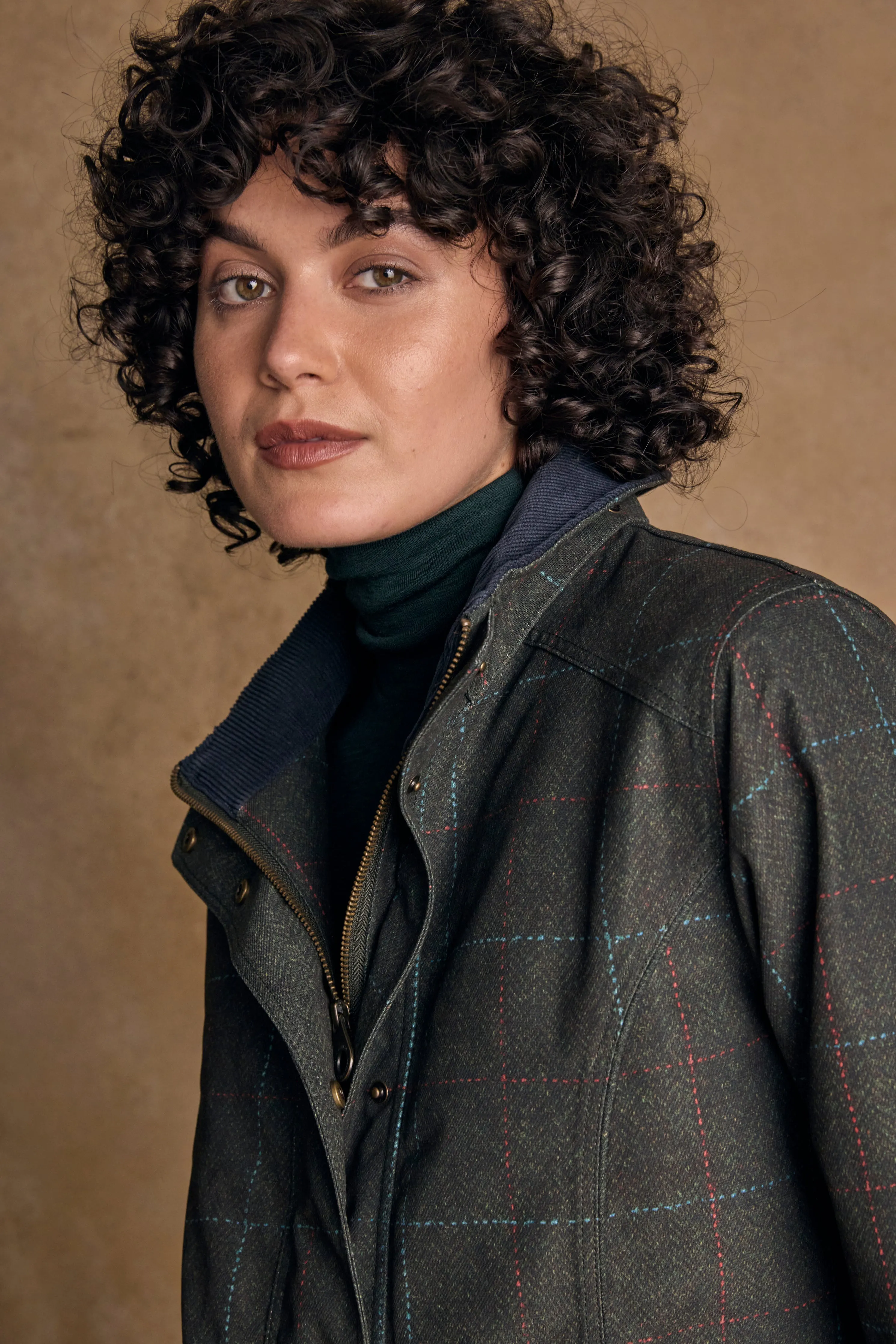 Hannah Waterproof Coat - Green Windowpane