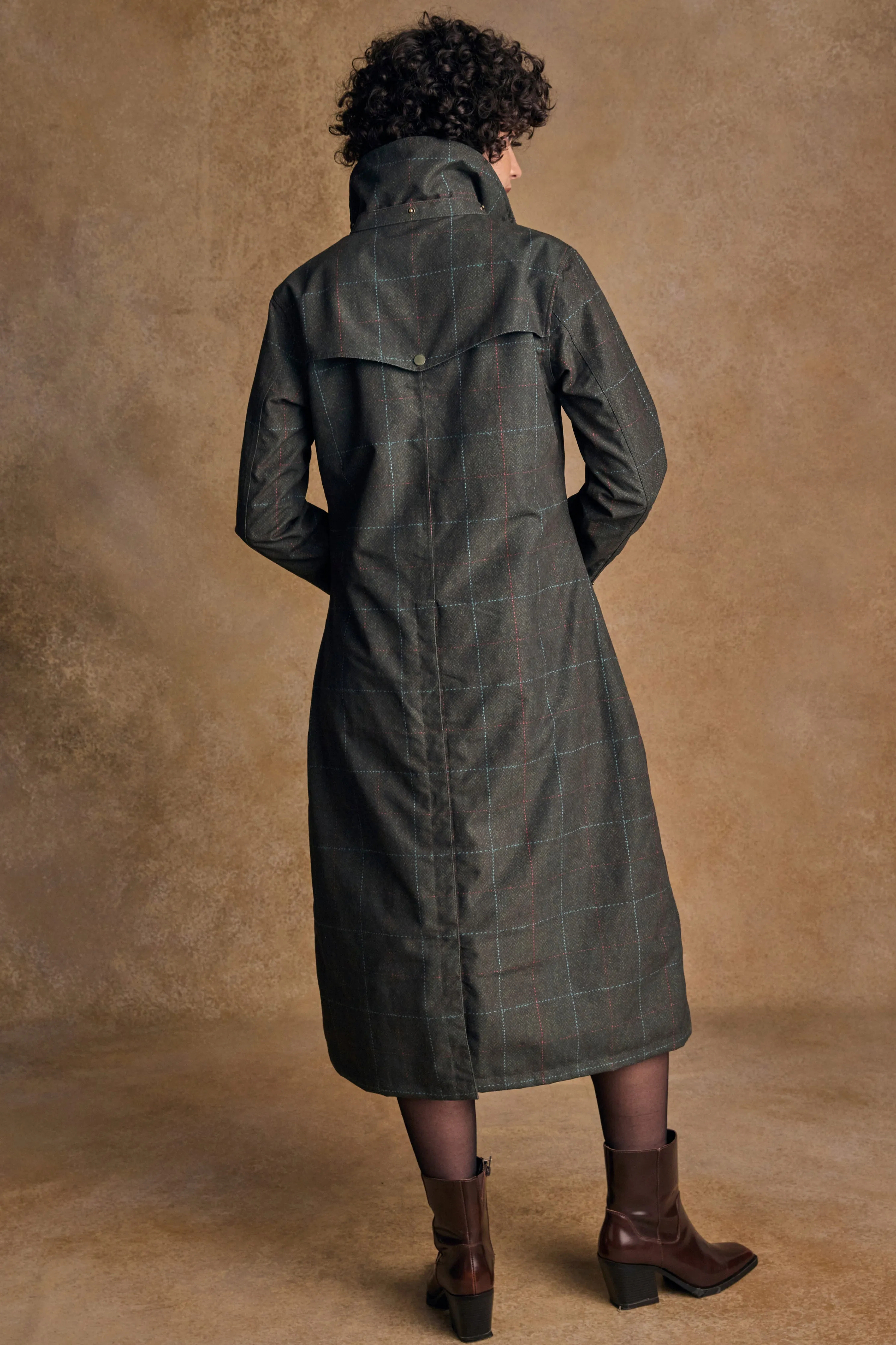 Hannah Waterproof Coat - Green Windowpane