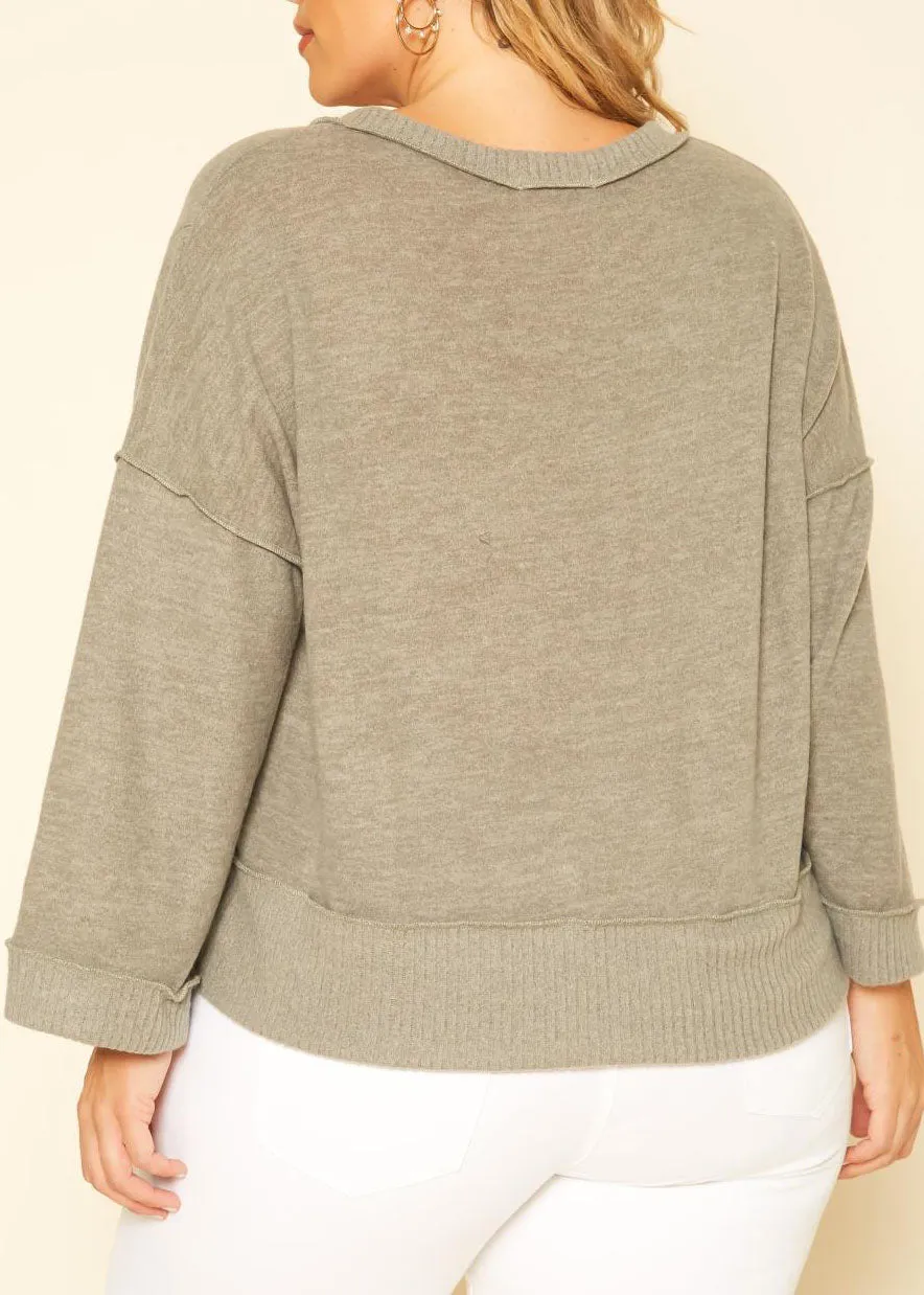 Hi Curvy Plus Size Women Relaxed Fit V-Neck Sweater