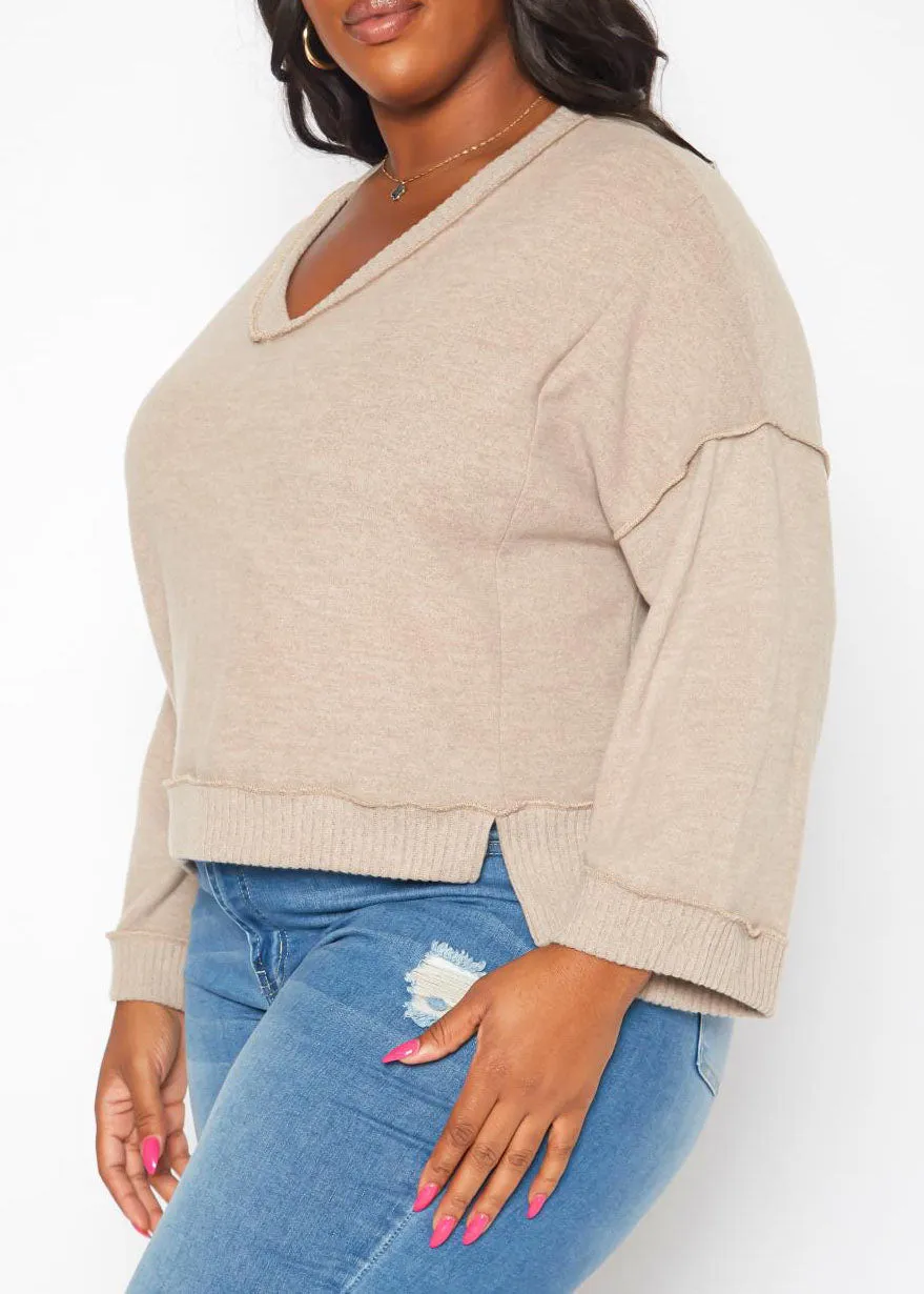 Hi Curvy Plus Size Women Relaxed Fit V-Neck Sweater
