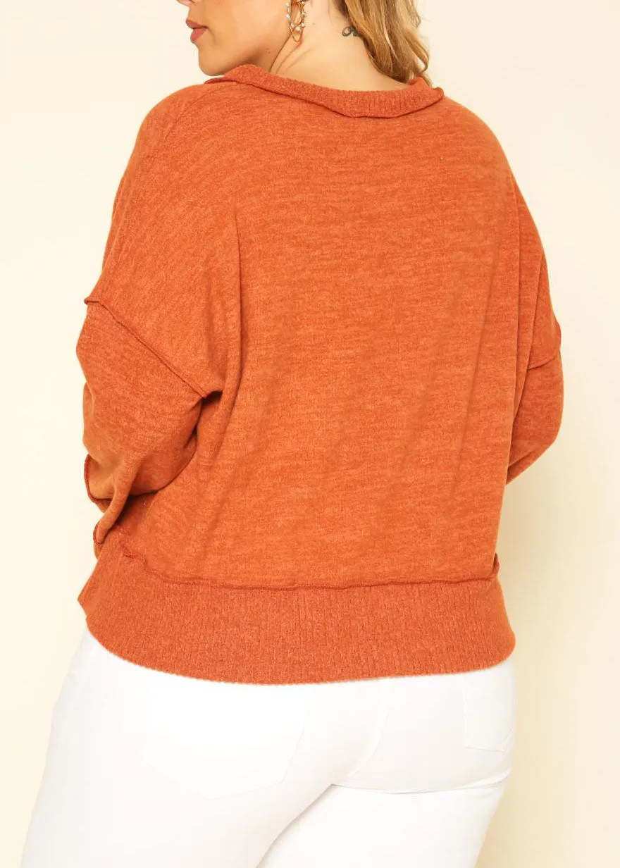Hi Curvy Plus Size Women Relaxed Fit V-Neck Sweater