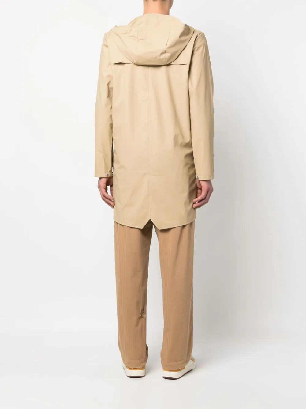 hooded long-sleeve raincoat
