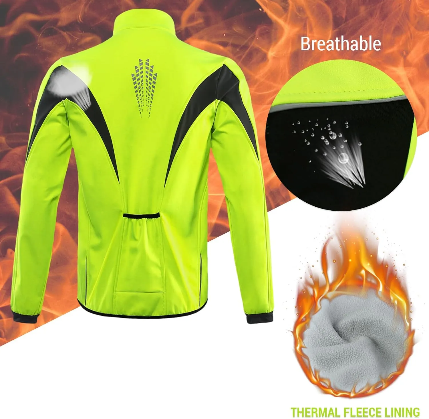 HXBER Winter Warm UP Cycle Jacket Breathable Bike Outerwear Windproof Waterproof Cycle Jacket