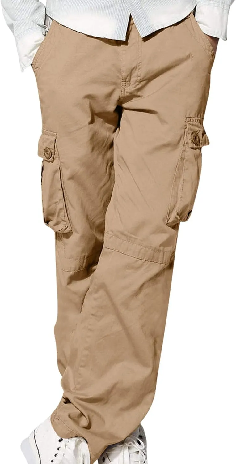 JEShifangjiusu Men Outdoor Cargo Pant Lightweight Tactical Military Baggy Pant Hiking Jogger Classic Trousers Multi Pockets