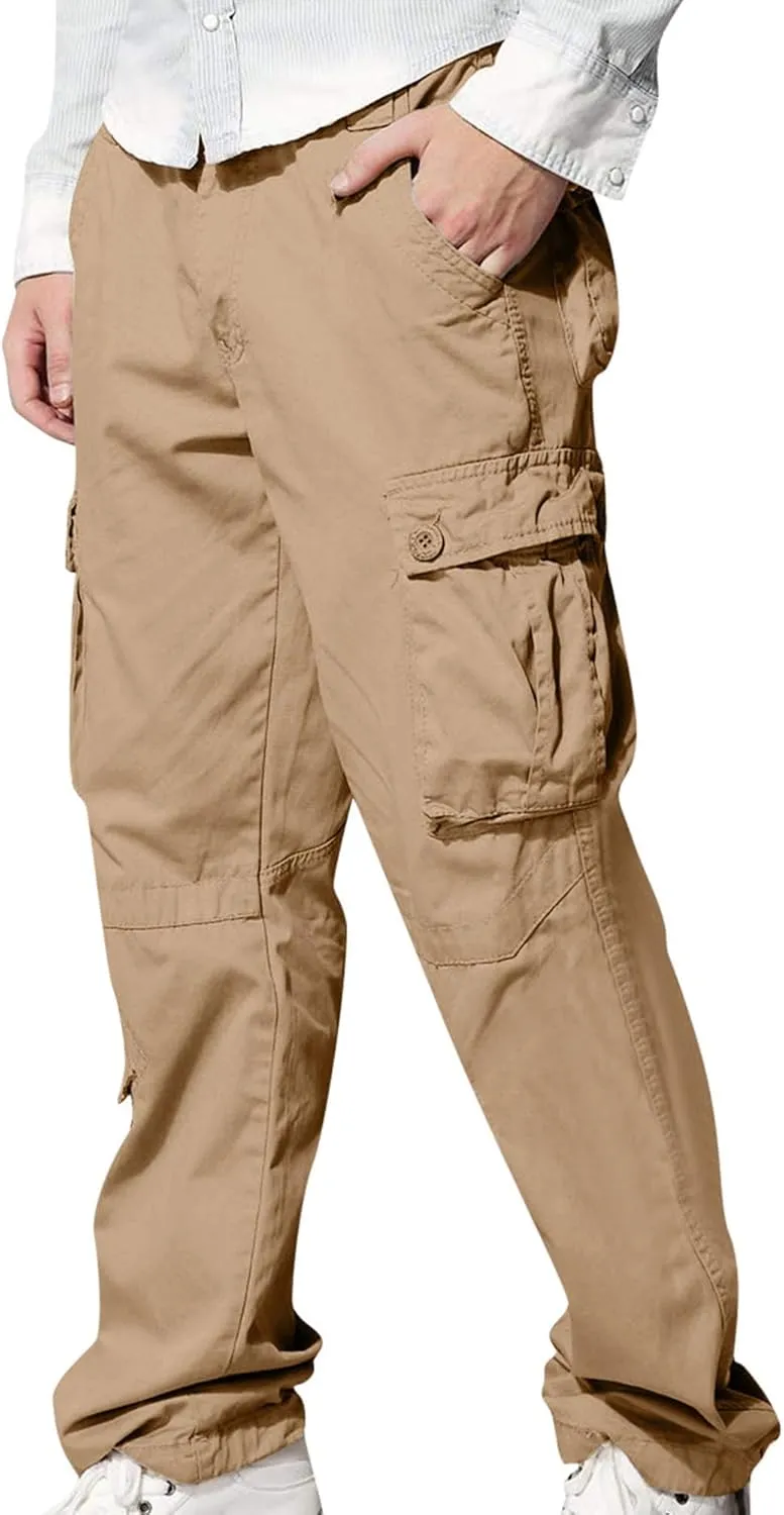 JEShifangjiusu Men Outdoor Cargo Pant Lightweight Tactical Military Baggy Pant Hiking Jogger Classic Trousers Multi Pockets