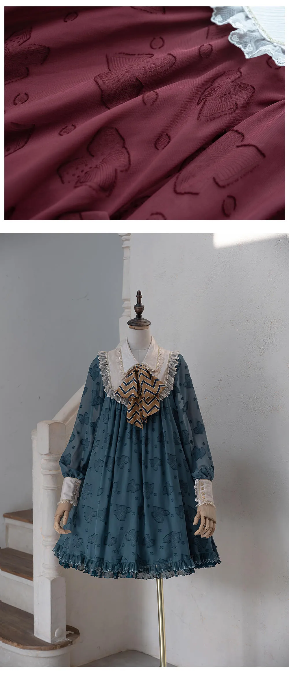 JS Lolita~Jewelery in the Sunrise~Vintage Lolita Long Sleeve OP
