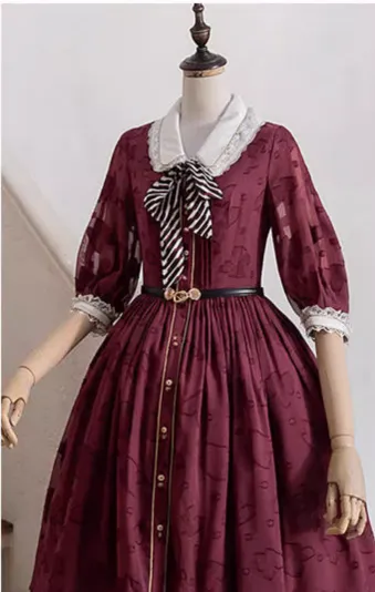 JS Lolita~Jewelery in the Sunrise~Vintage Lolita Long Sleeve OP