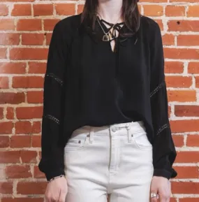 Lace Up Peasant Top