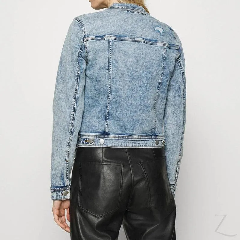 Ladies Super Stretchy Strong Denim Jacket | Ripped | "Lilly"