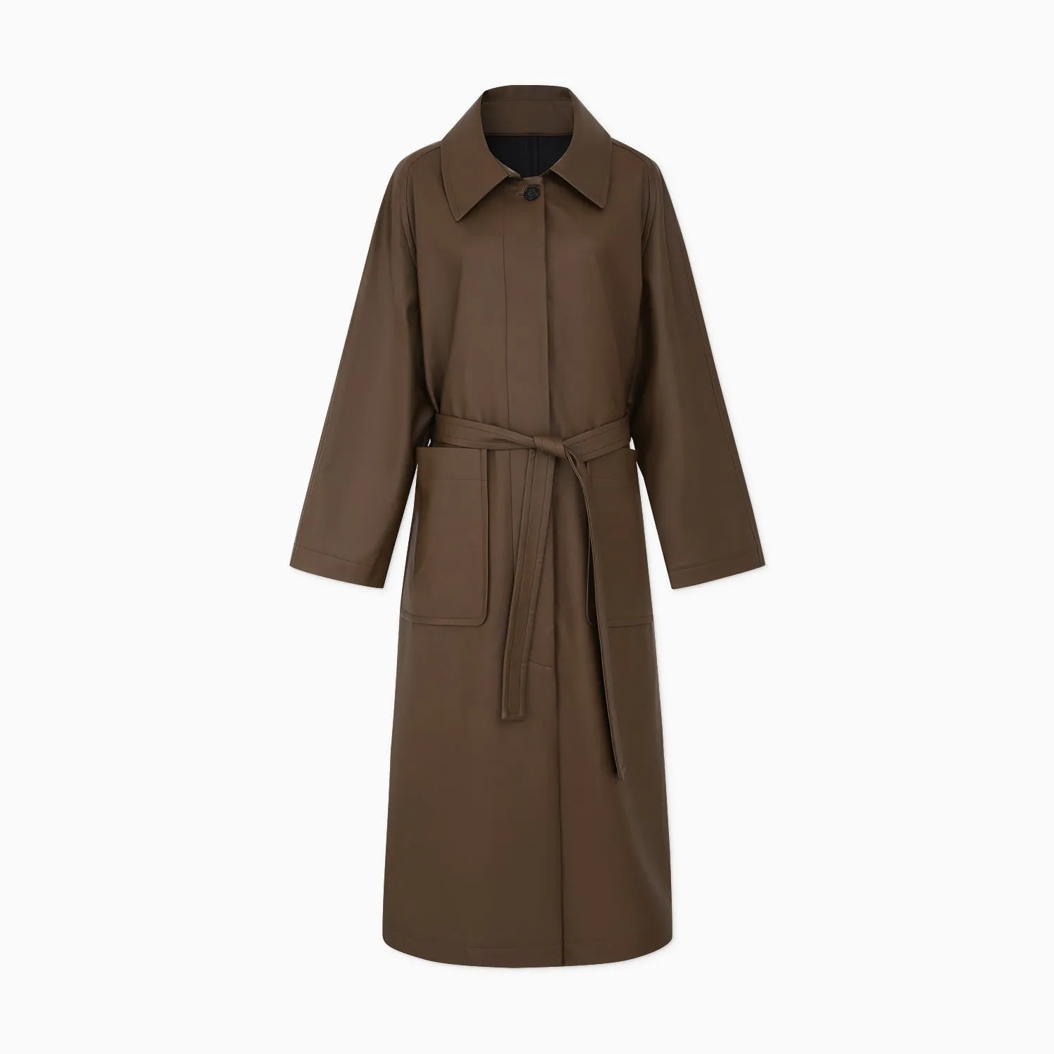 Leather waterproof classic trench coat_DI100289