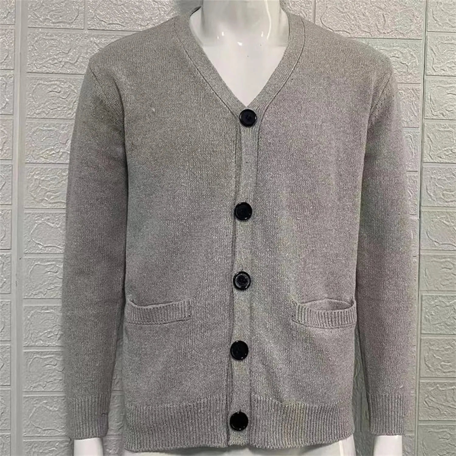 Maiyifu-GJ Men's Collar Cardigan Sweater V-Neck Knitted Sweaters Slim Fit Knit Button Up Sweater with Pockets