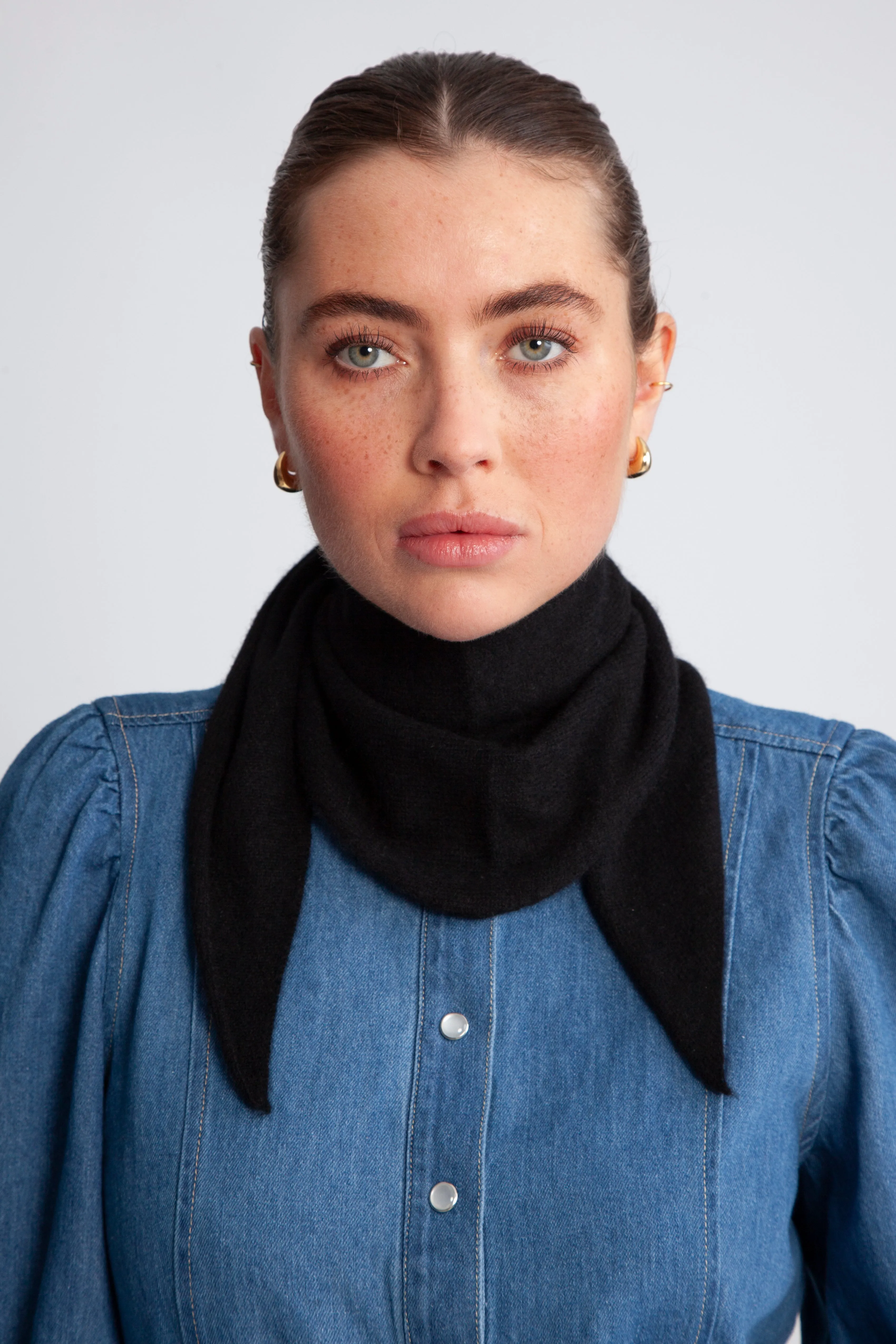 Marie Narrow Cashmere Scarf - Black