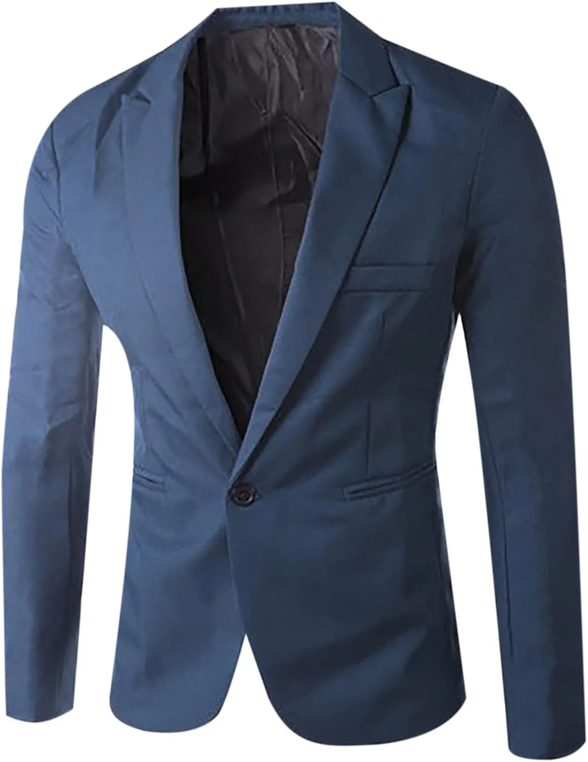 Men Casual Blazer Jackets Slim Fit Suits Jacket One Button Business Sports Coat Solid Long Sleeve Office Work Tops