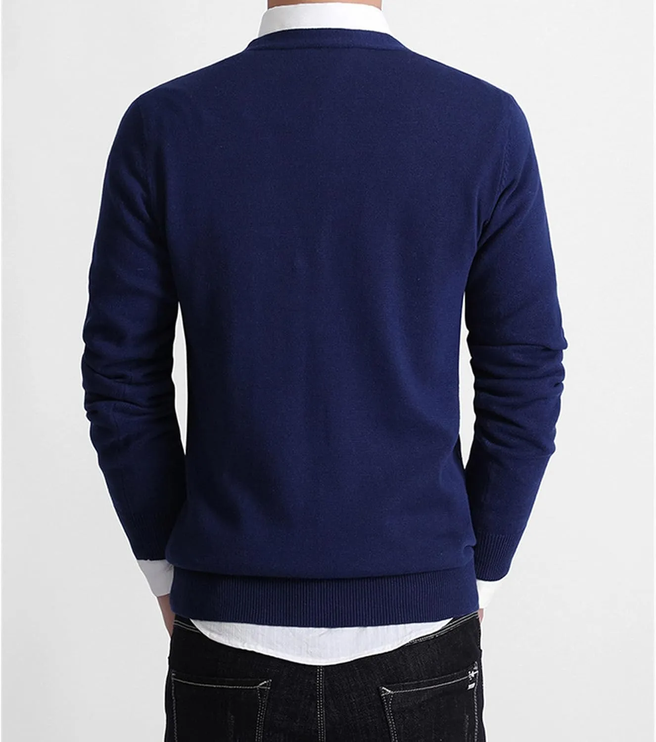 Men's Cardigan Sweater V-Shaped Collar Button Down Knit Blazer Jacket Knitwear Breasted Soft Outerwear