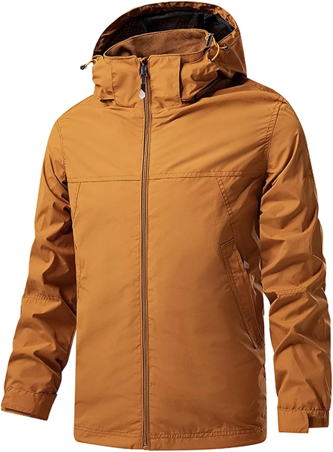 Mens Lightweight Waterproof Hooded Rain Jacket Outdoor Raincoat Shell Jacket for Hiking Travel Waterproof Coat