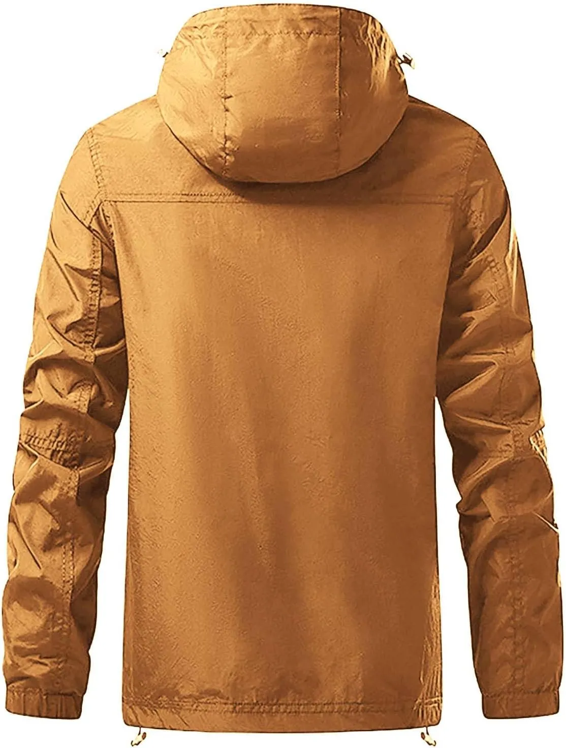Mens Lightweight Waterproof Hooded Rain Jacket Outdoor Raincoat Shell Jacket for Hiking Travel Waterproof Coat
