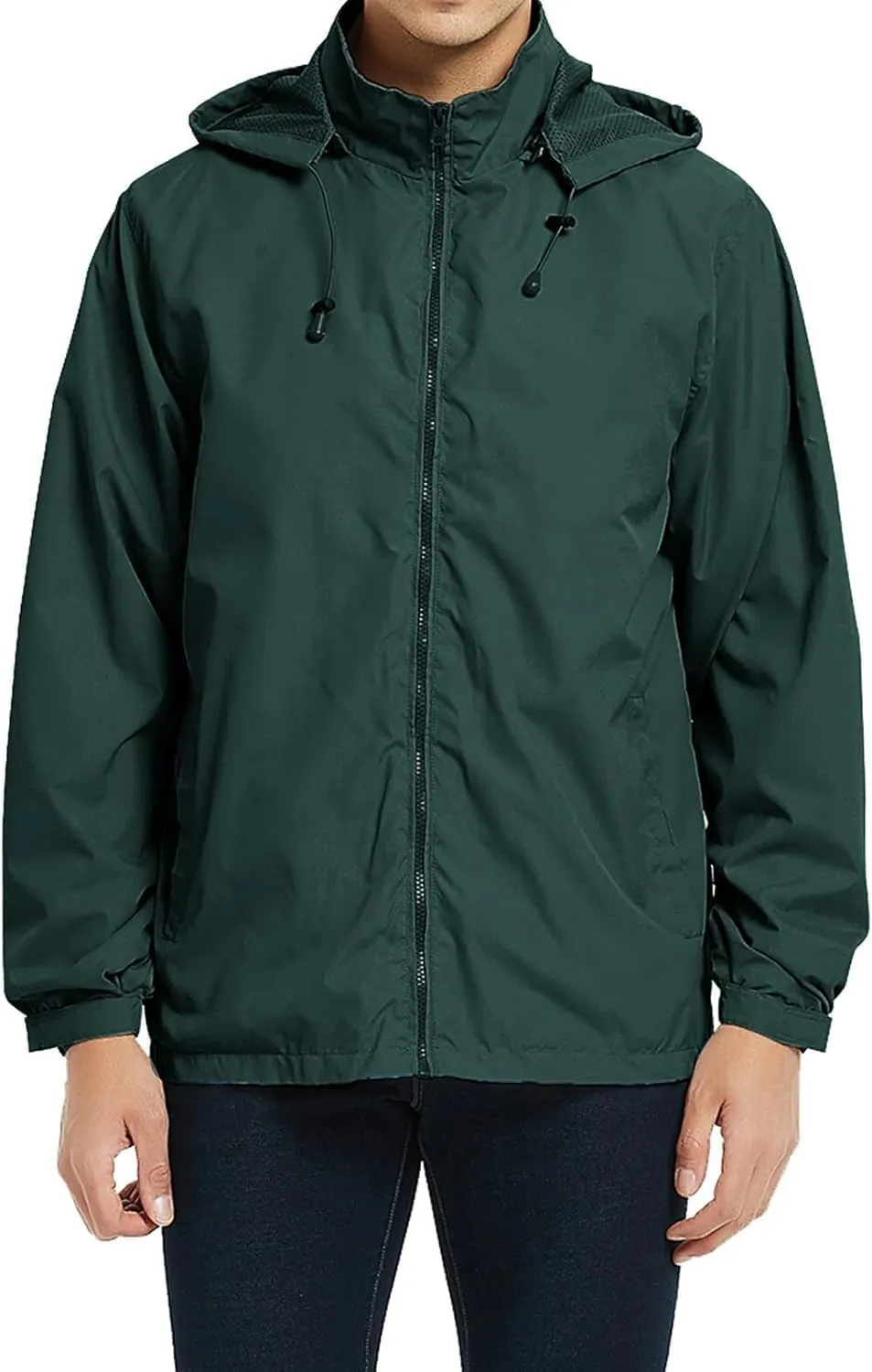 Mens Lightweight Windbreaker Hoodies Waterproof Rain Jacket Hooded Windbreaker Jacket with Pockets