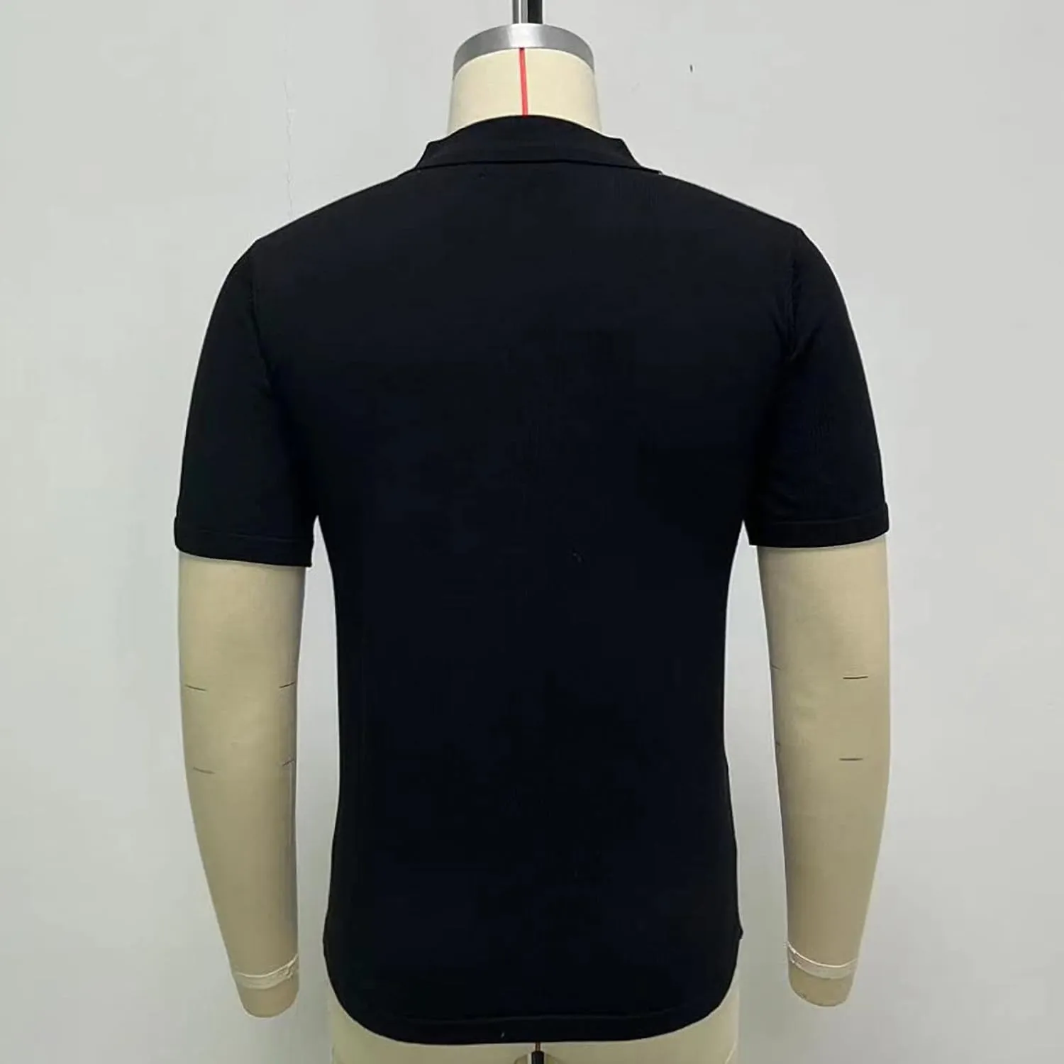 Men's Stripe Button Down Knit Polo Shirts Men's Vintage Short Sleeve Striped Polo Cardigan