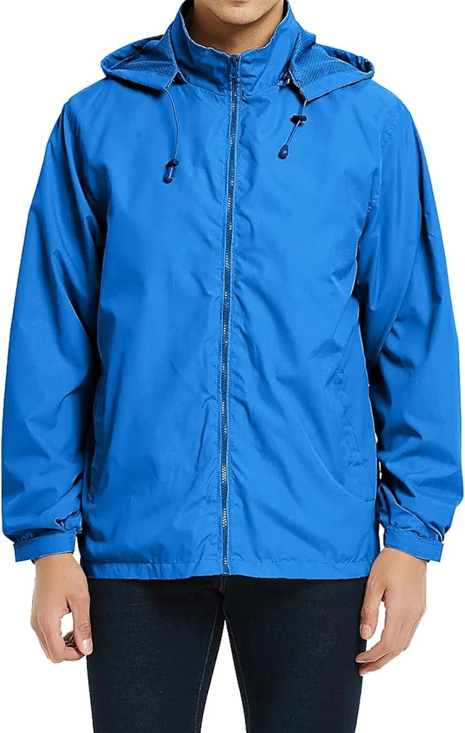Mens Waterproof Rain Jacket Hooded Lightweight Windbreaker Hoodies Windbreaker Jacket with Pockets