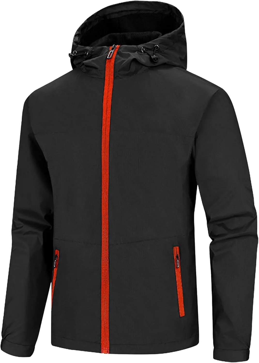 Men's Windbreaker Jacket Lightweight Water-Resistant Breathable Windproof Hooded Wind Coat Hiking Running