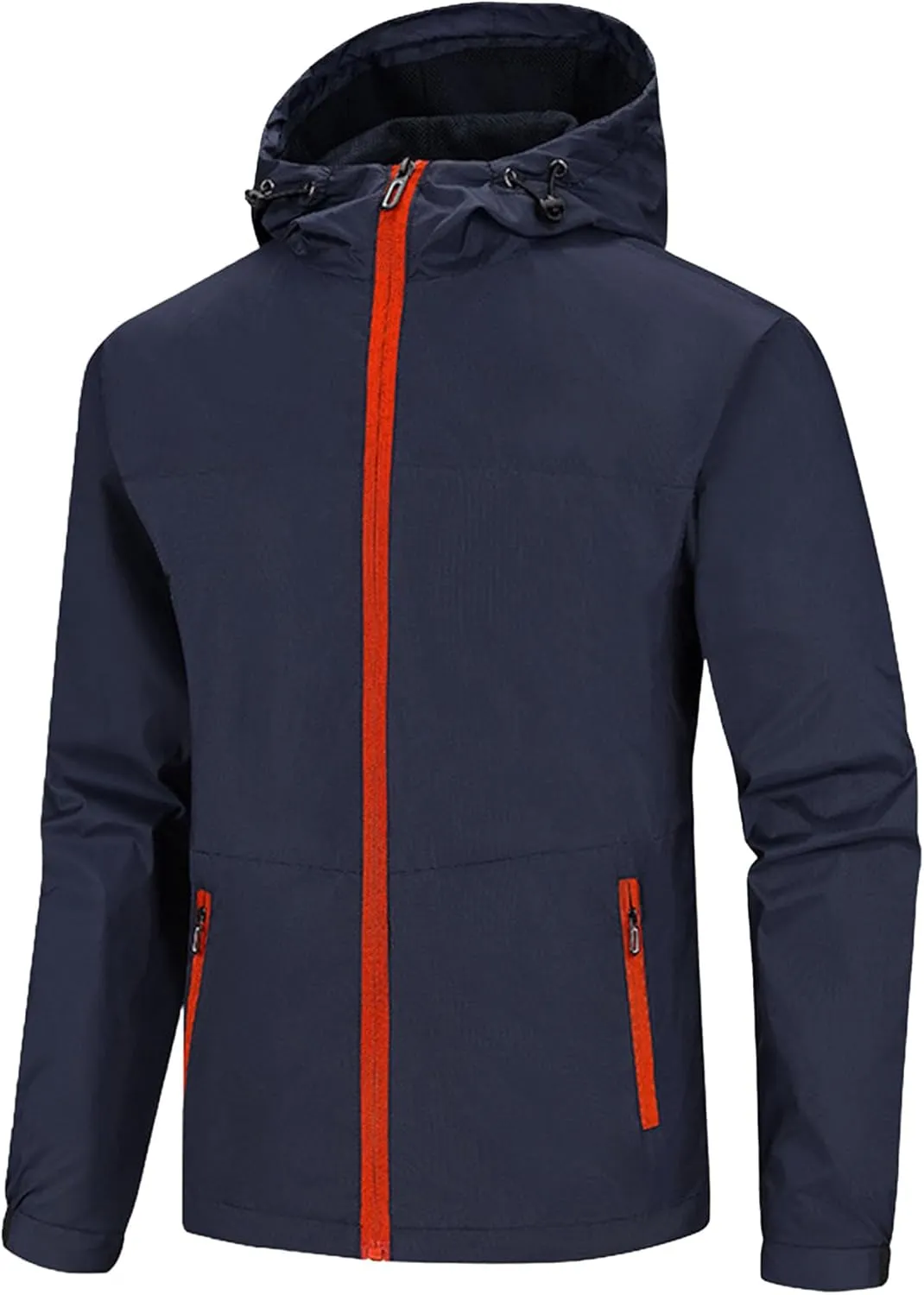 Men's Windbreaker Jacket Lightweight Water-Resistant Breathable Windproof Hooded Wind Coat Hiking Running