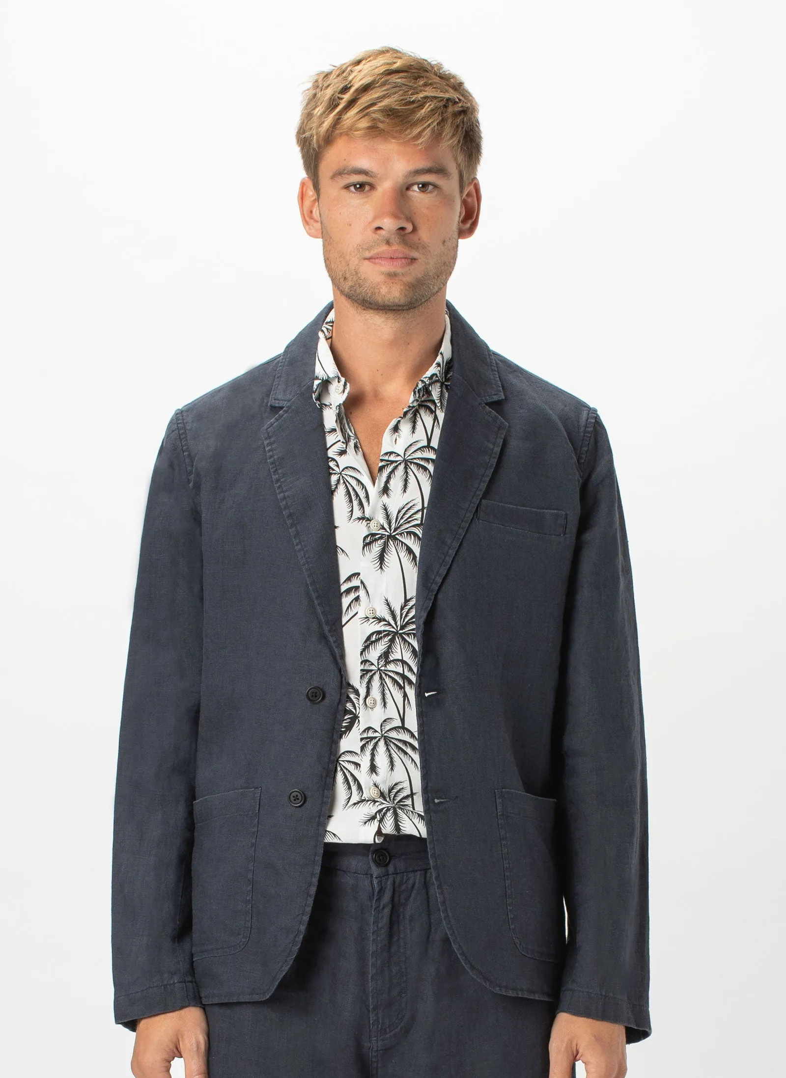 Poolside Jacket Navy Linen
