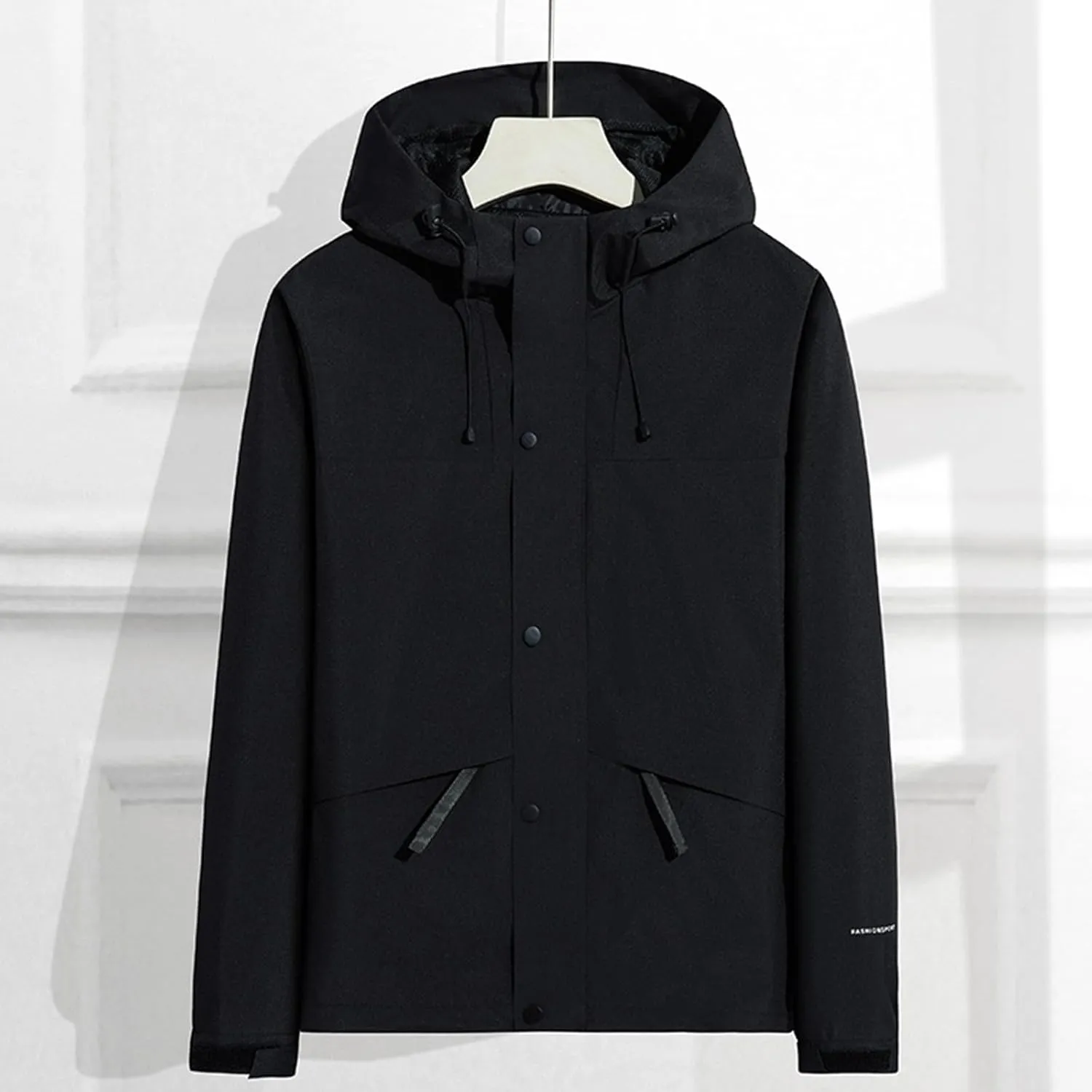 Premium Woman Raincoat Hooded Water Resistant Slicker Shell Windbreaker Plus Size Color Block Lightweight Rainjacket