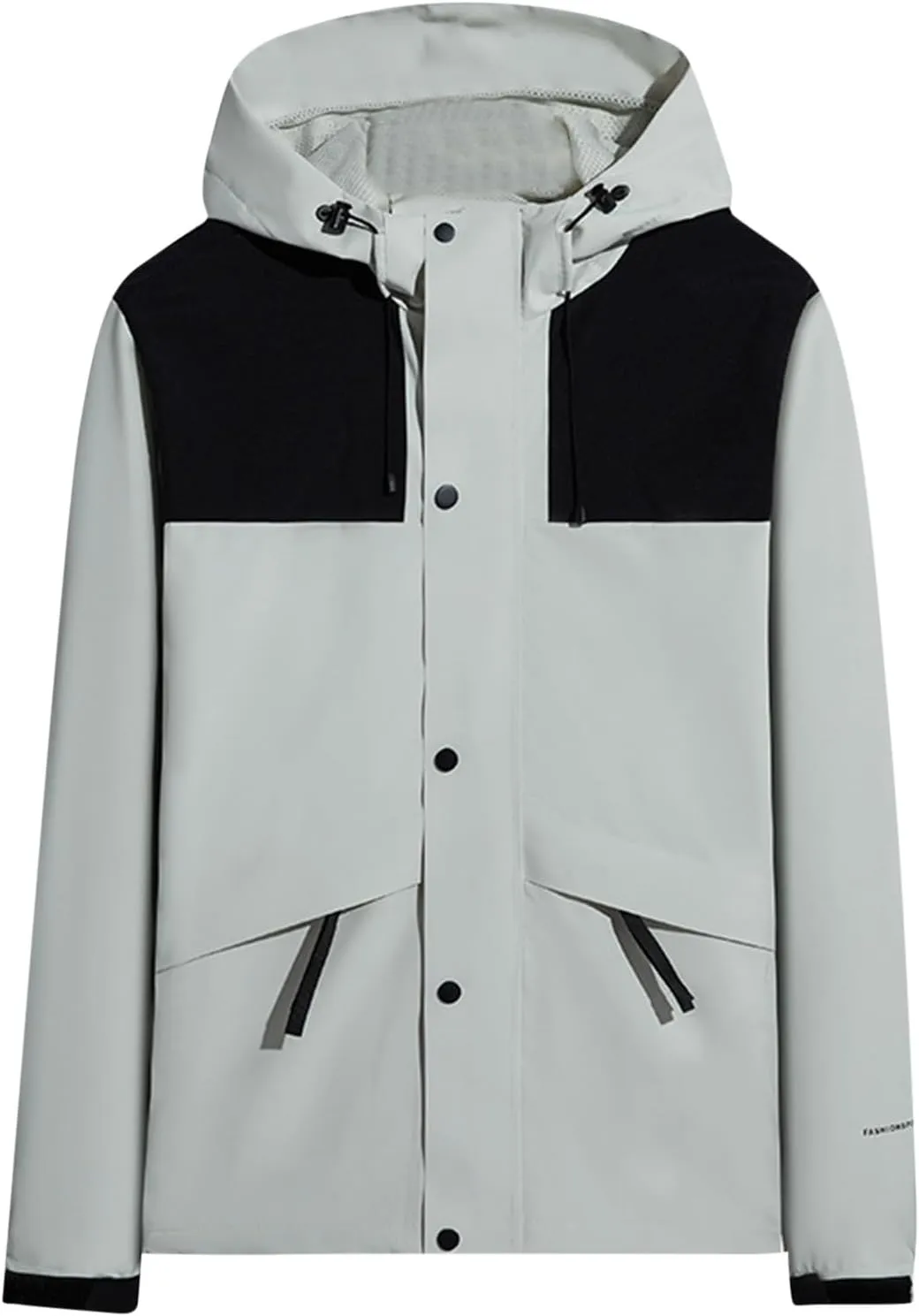 Premium Woman Raincoat Hooded Water Resistant Slicker Shell Windbreaker Plus Size Color Block Lightweight Rainjacket