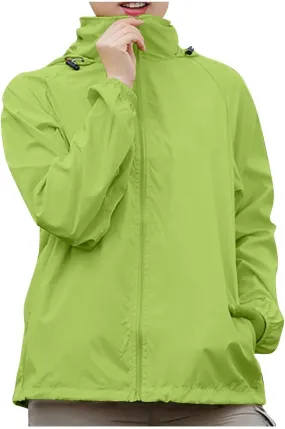 Rain Jacket Women Plus Size Lightweight Raincoat Outdoor Waterproof Windbreaker Hooded Packable Coats with Pockets