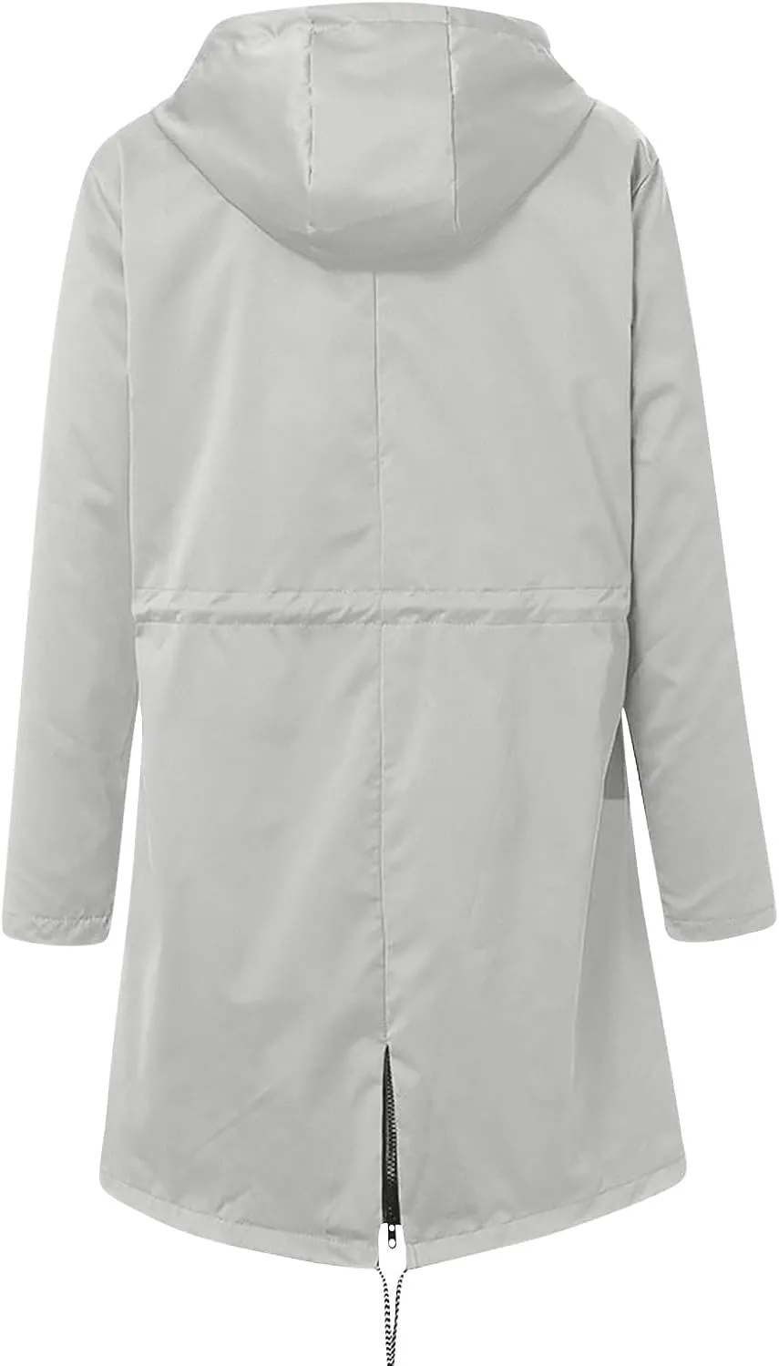Raincoat Hoodie for Women Rain Coats Outdoor Plus Medium and Long Rain Jackets Waterproof with Hood