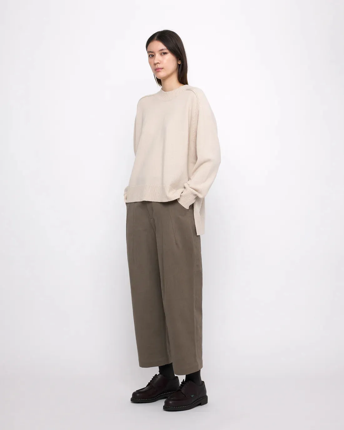 relaxed rolled seam sweater