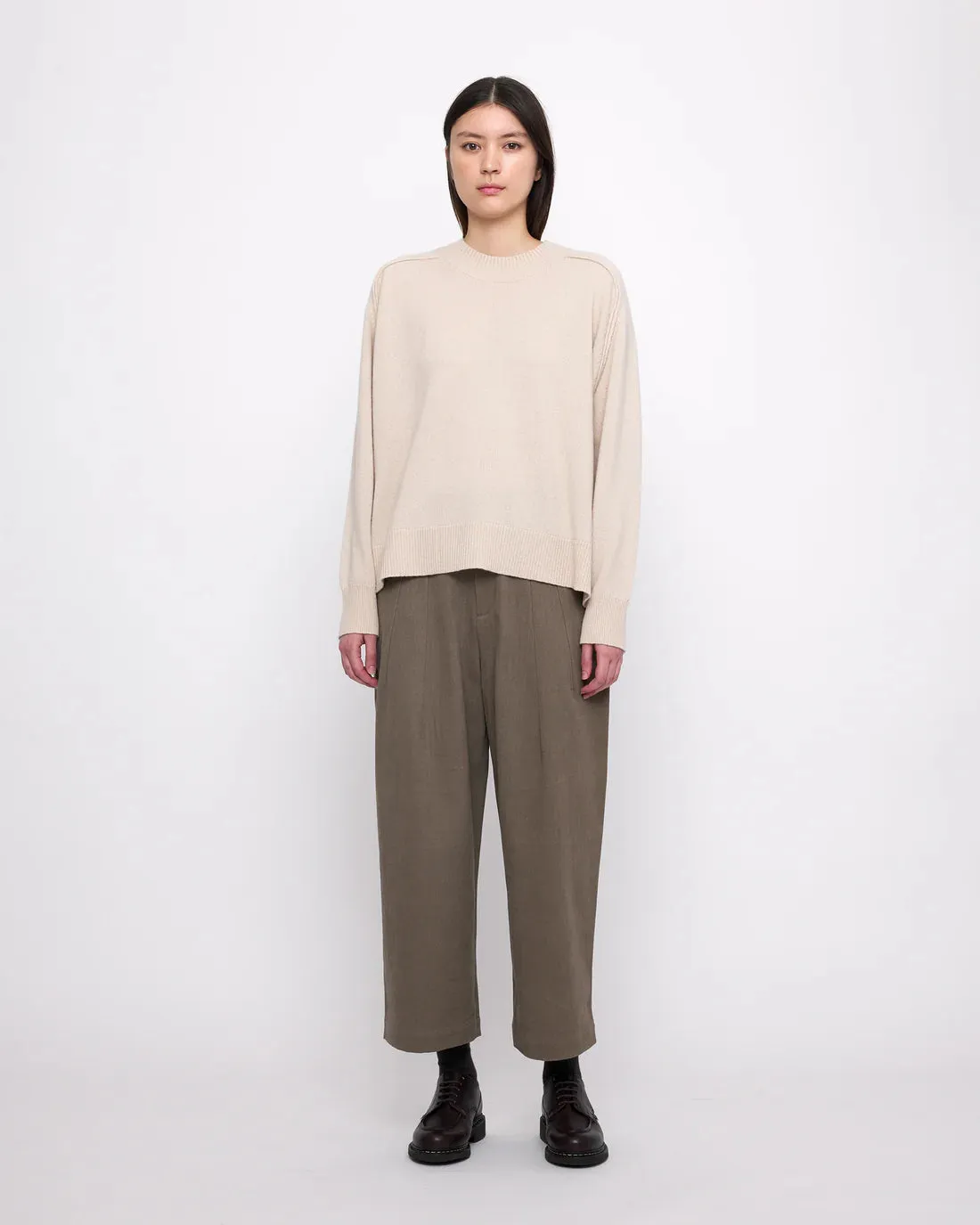 relaxed rolled seam sweater